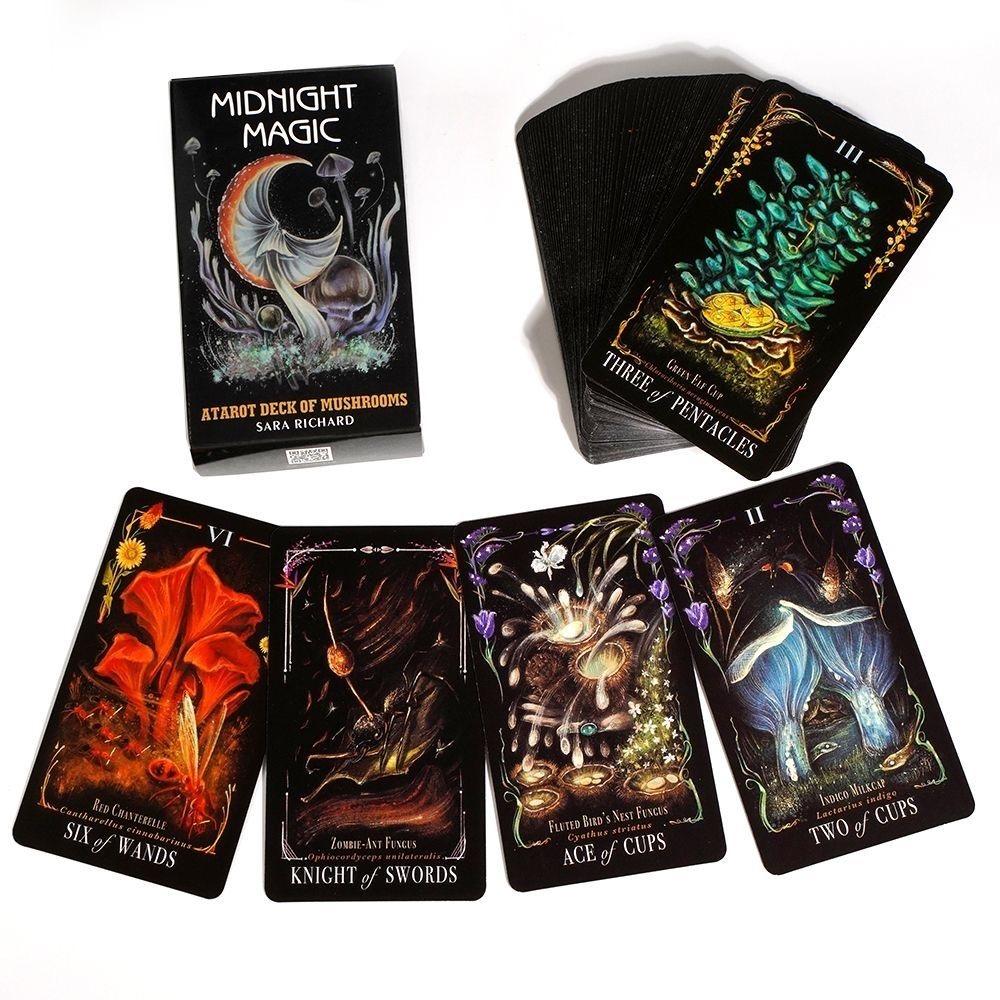 Midnight Magic Mushroom Tarot Cards, Perfect Halloween Christmas Thanksgiving Gift, 78-Card Deck for Divination & Fortune-Telling Games