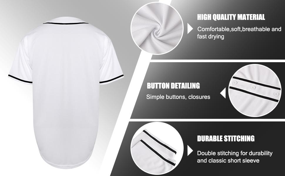 Blank Plain Hip Hop Hipster Baseball Jersey Button Down Shirts Sports Uniforms Men Women Jersey Casual Color Block Men's Short Sleeve Button Up Shirt, Men's Retro Classic Baseball Jersey For Training Competition Party