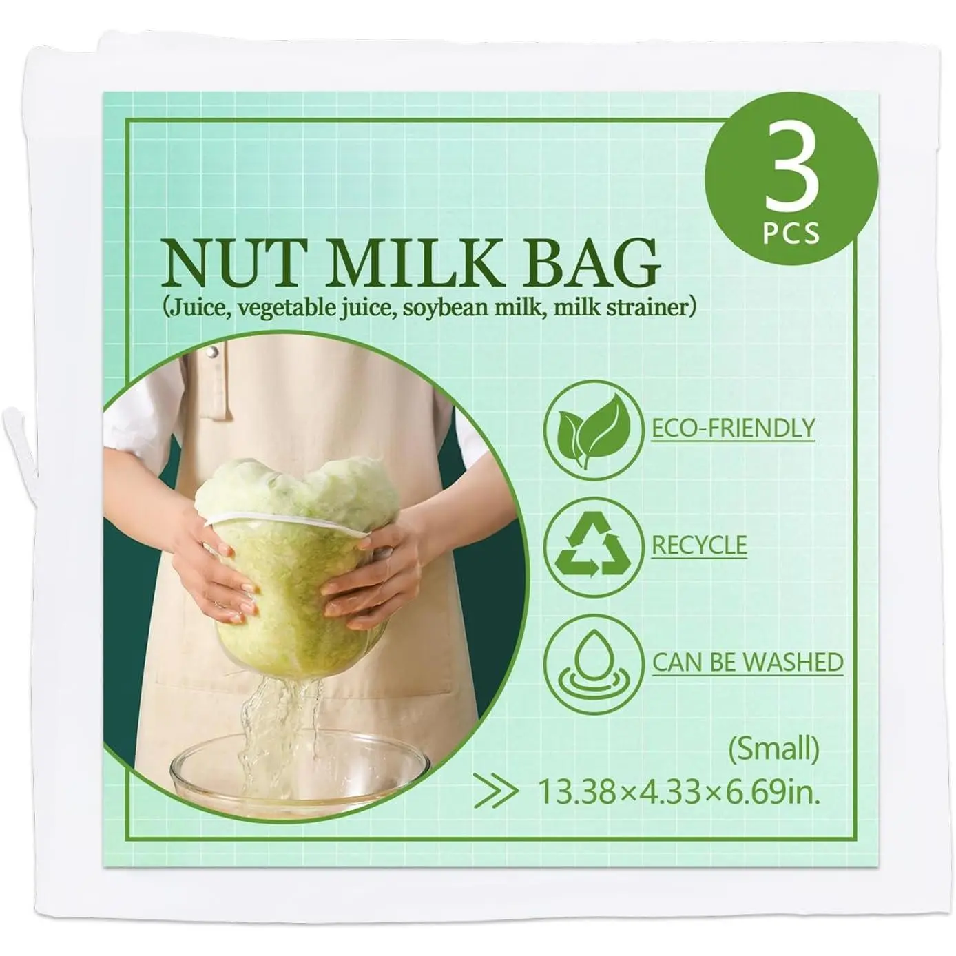 Cheese Cloth Bag For Straining, Nut Milk Bag -  Straining Bags For Nut Milk, Soy Milk, Dumpling Fillings, And  (3, S) (3, S)
