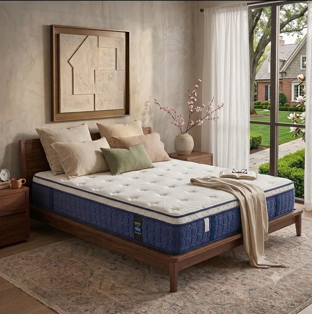 SAILLINK 14 Inch Queen Hybrid Mattress, Medium Firm Pocket Spring Mattress with Back & Hip Support, Motion Isolation, Reinforced Edge Support, Fiberglass-Free, Mattress in a Box, 365-Night Trial