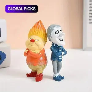 Snow Miser & Heat Miser Resin Figurines Set, Figurines for Collectors, Classic Cartoon Style, Multi-Size, Festive Holiday Decor, Collectible Home Decor for Christmas, Halloween & More, Collectible Figurine