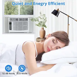 OUTGOODS 6000 BTU Ultra Quiet Window Air Conditioner, 50dB Low Noise Cooling for Rooms Up to 250 Sq Ft, Multi Operation Modes, Reusable Washable Filter, Compact Easy Install Window AC Unit for Bedroom, Home, Office & Dorm