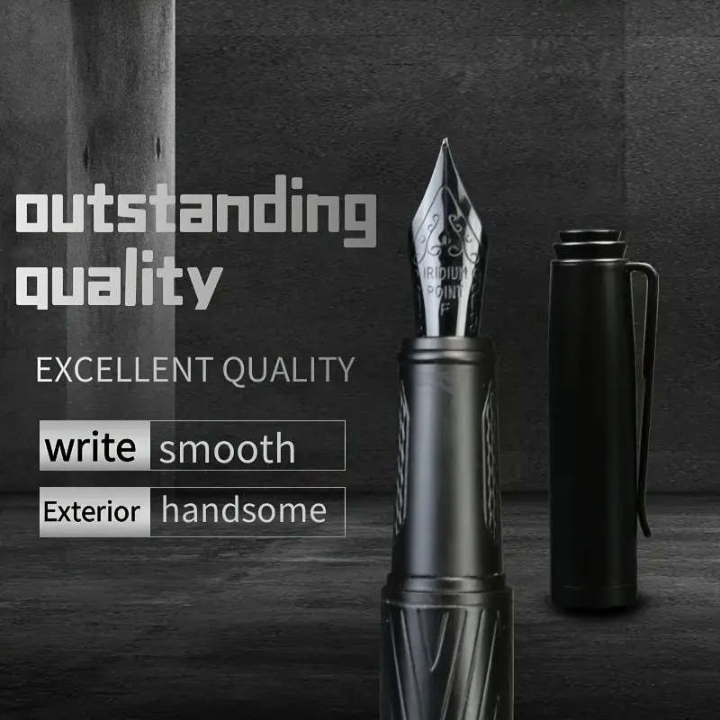 Black samurai High quality fountain pen Black Forest Excellent Titanium Nib Office Supplies Writing Smooth Pens Cool Pens Aesthetic Pens