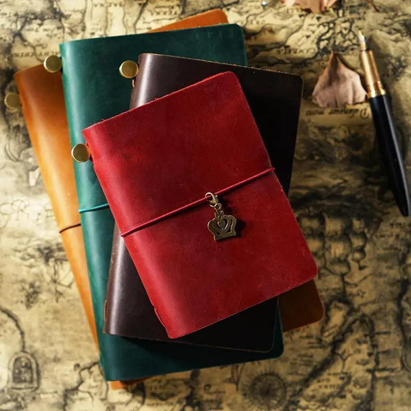 AIGUONIU Handmade Vintage Cowhide Leather Travelers Notebook Cover - TN Series Passport Size, Inserts Choice for Journal, Sketchbook, Planner, Journaling