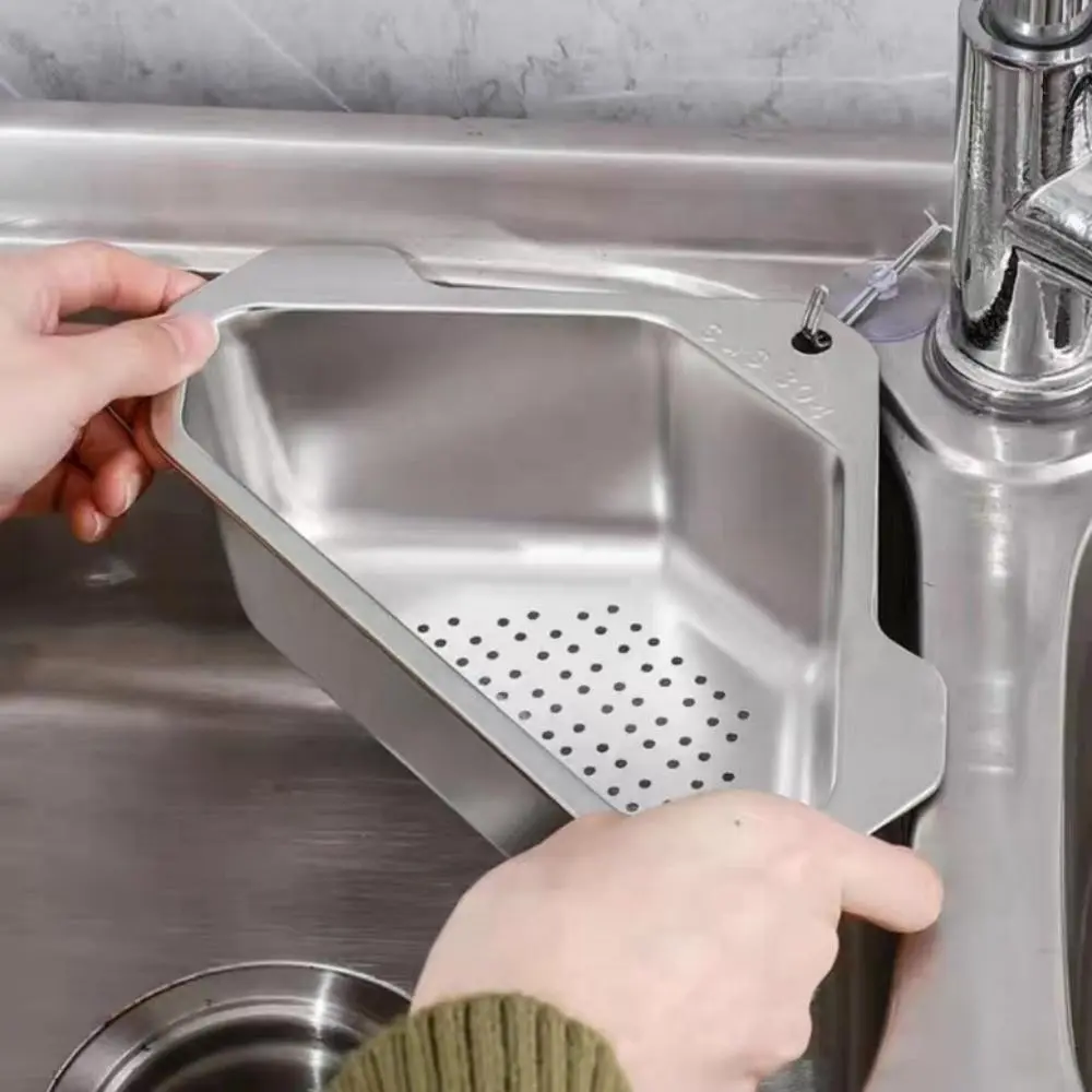 Triangular Sink Drain Basket, Kitchen Sink Strainer for Food Residue & Waste Filter, Efficient Cleaning Tool, Durable Design