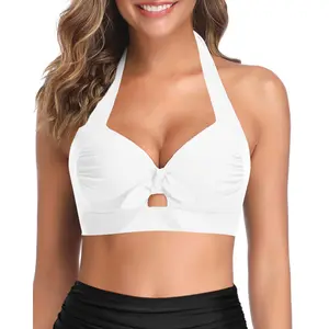 Tempt Me Women Bikini Top Push Up Swim Top Halter Retro Bathing Suit Top Padded Swimsuit Top Only Plus Size Bikini Top Large Bust  SwimWeek  summervibes