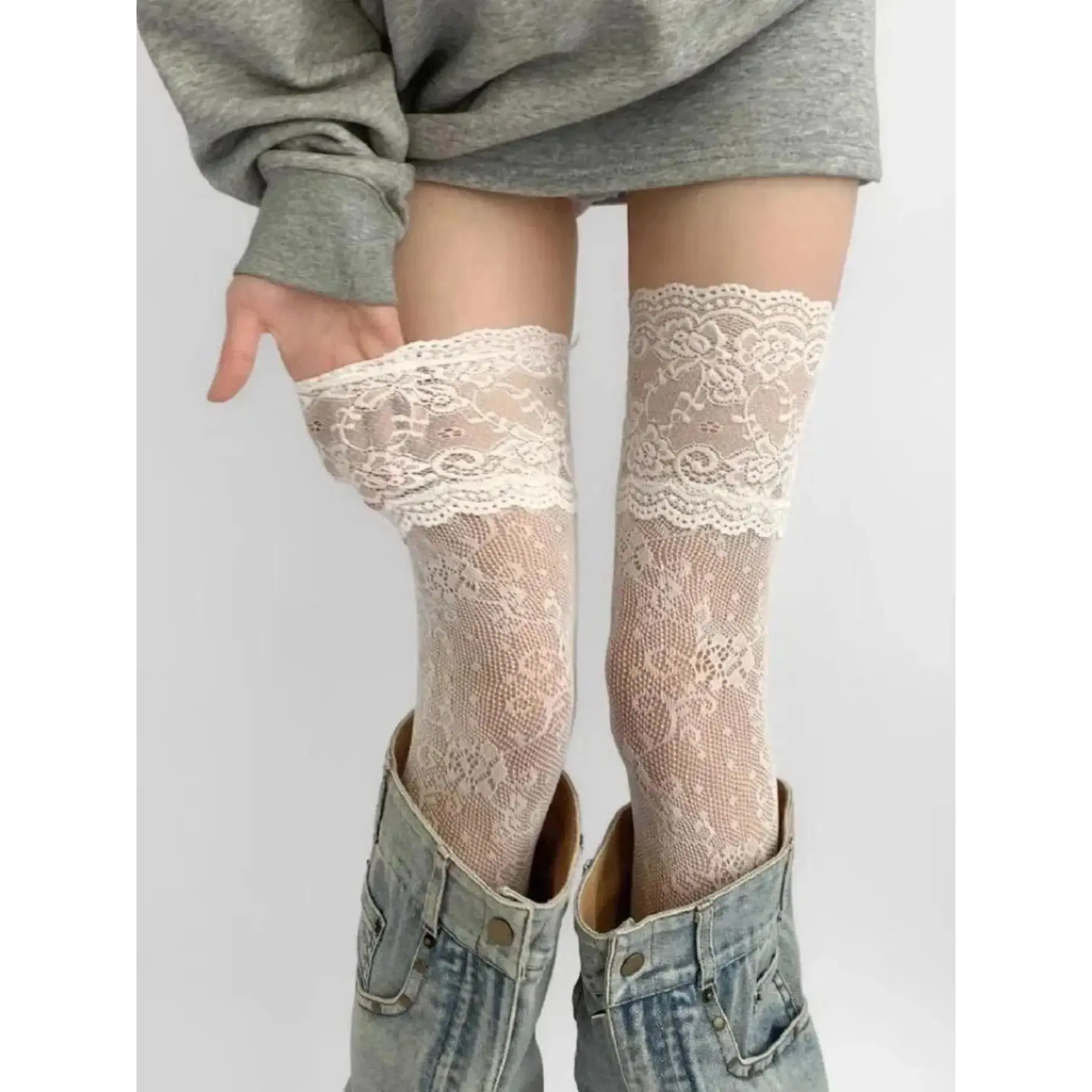 Women’s Lace Fishnet Thigh High Socks 3 Pack, Floral Pattern Over The Knee Stockings with Breathable Nylon Mesh Design, Sexy Fashion Legwear for Party, Date Night, Costume, Daily Outfits and Gift Ideas