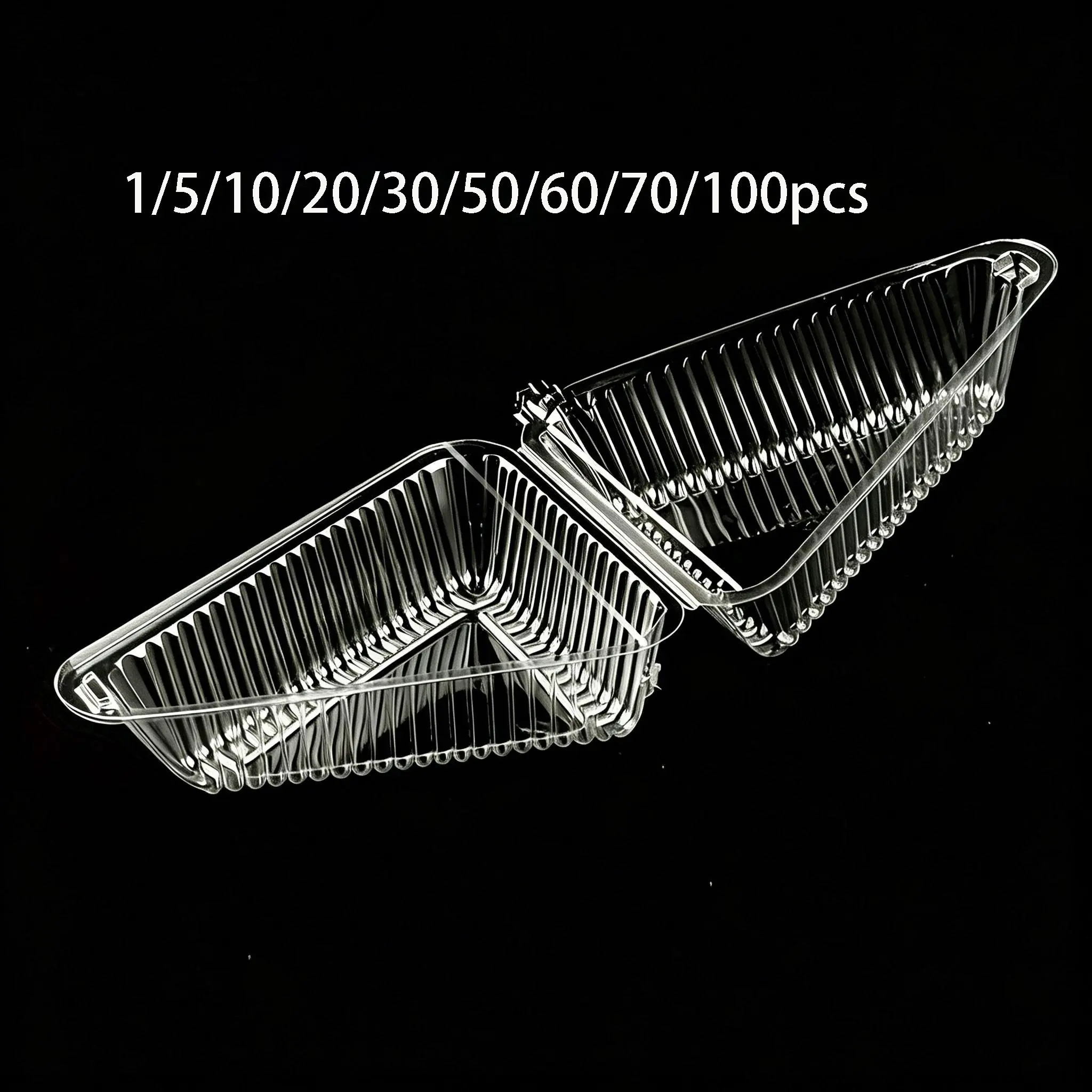 Thickened Disposable Plastic Cake Slice Containers, 5 Inch Individual Pie & Cheesecake Boxes, Bakery Cafe Packaging, 1-100pcs