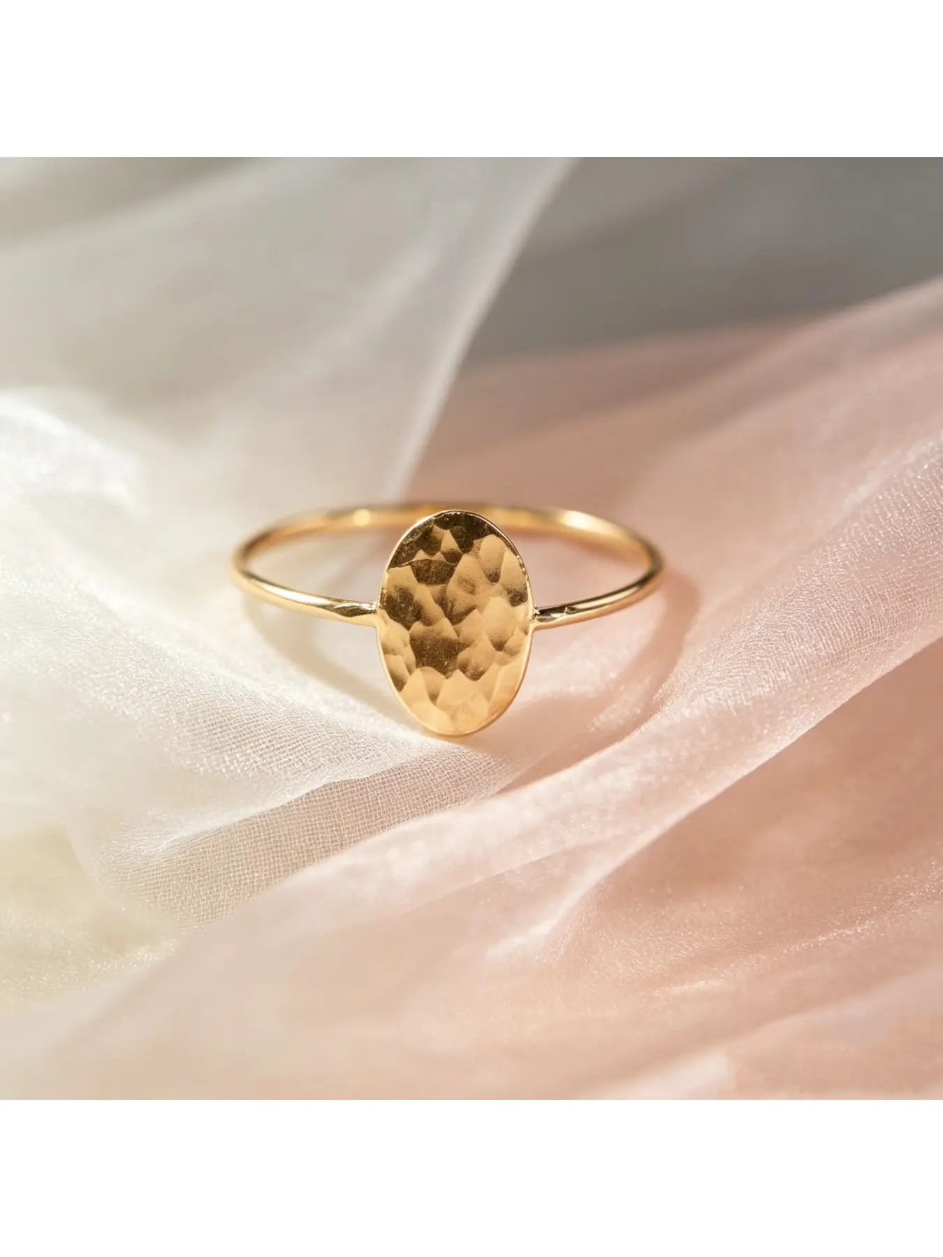 Hammered Oval Plain Gold Slice Thin Band Engagement Ring, Bridal Ring, Minimalist Gentle Gift for Women, Matte Hammer Texture Slim Shank for Everyday Wear, Dainty Plain Jewelry for Valentine Christmas Mother’s Day Date Anniversary Gatherings