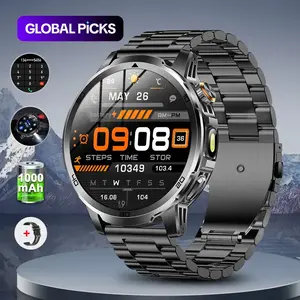 MEVADEN 1.85 inch Large Screen Men Smart Watch, Bluetooth, Answer/Make Call Message Reminder, 100+ Sports Modes Fitness Tracker,1000mAh Large Battery, Outdoor Sports LED Flashlight Smartwatch,Steel Case, Android