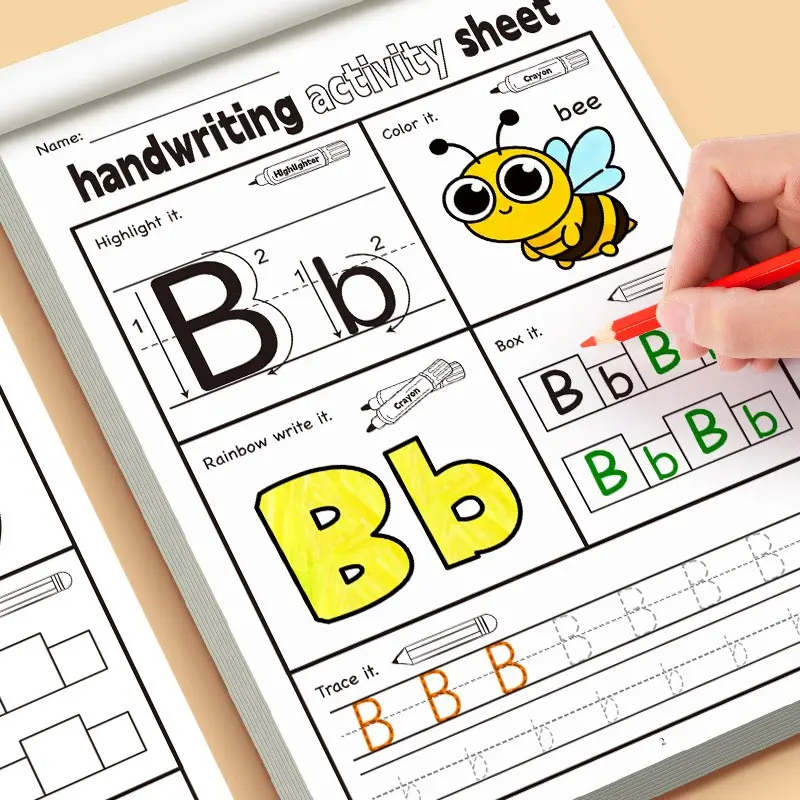 32-Page Alphabet Practice Book, Lowercase Letter Tracing Workbook, Writing Practice Paper, Coloring, Pen Grip Control Training, Elementary School Supplies
