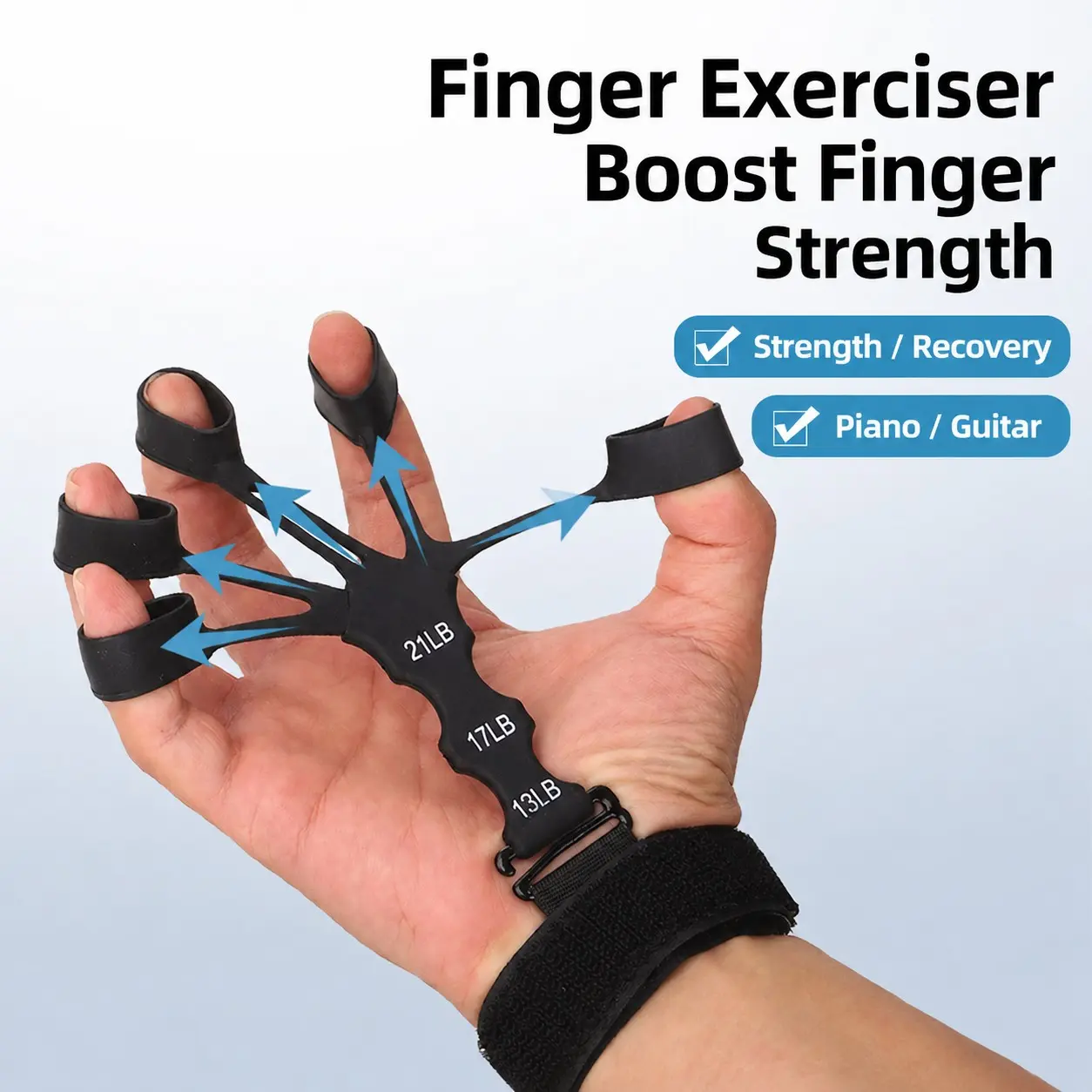 1 Pack Silicone Five-Finger Flexion & Extension Trainer, Training Equipment, Elastic, Flexible & Skin-Friendly, Exercises Finger Muscle Strength and Enhances Wrist Pulling Strength, Suitable for Hand Rehabilitation and Home Training