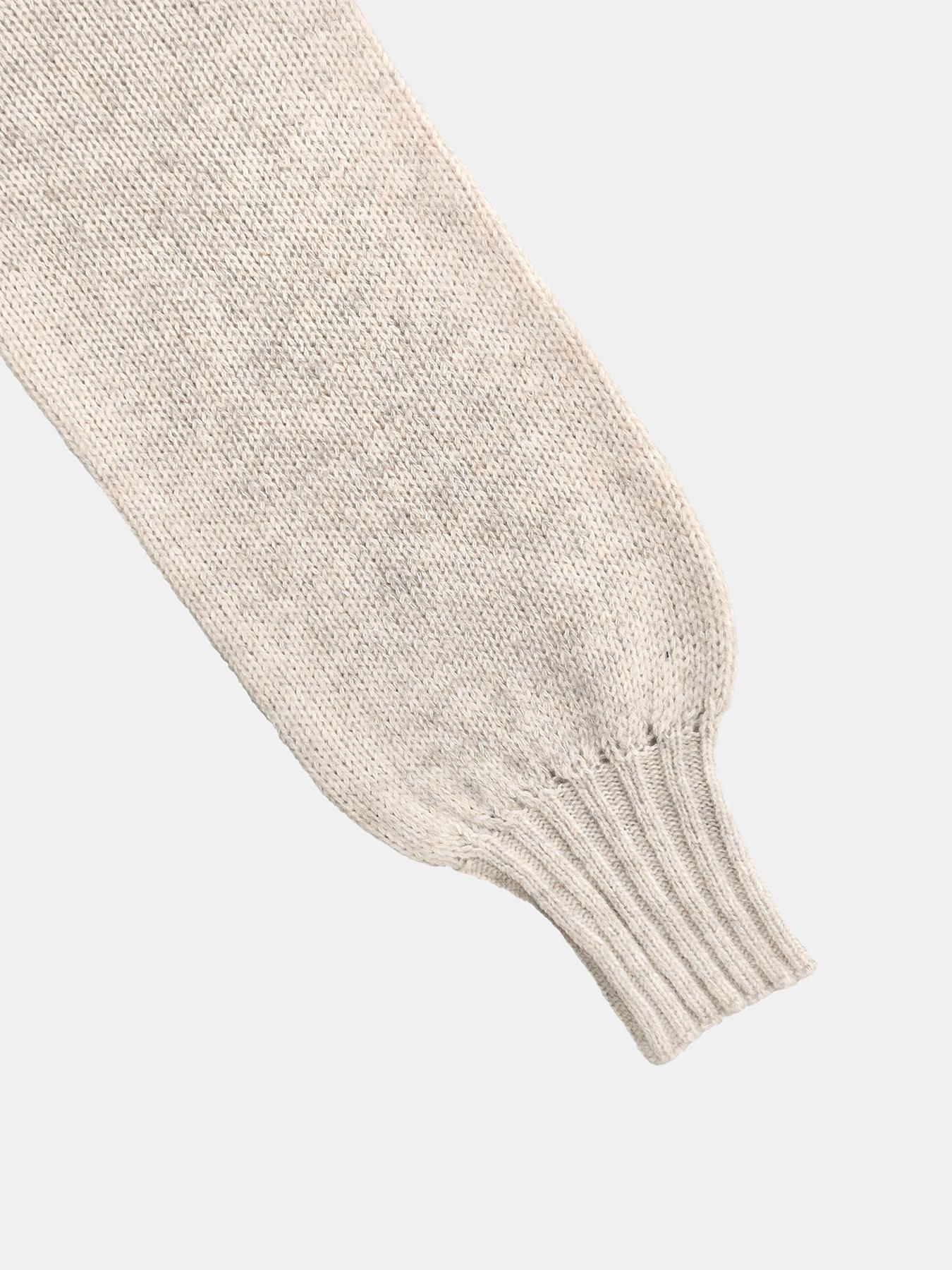 Women's Solid Color V-Neck Lantern Sleeve Cardigan, Casual Fashion Loose-Fit Knitted Cardigan for Fall & Winter, Button Front Design Knitwear