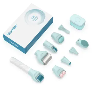 10 in 1 0.25mm Microneedling Derma Roller Kit, Facial Beauty Skin Care Tools with 10 Replaceable Heads & Storage Case