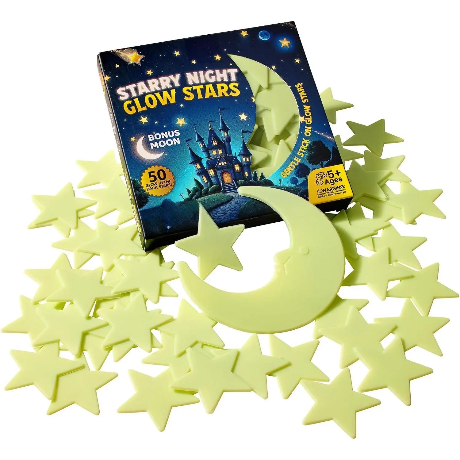 Big & Bright –  Night Glow Stars – , Extra  Glow for Walls & Ceilings – Safe Mounting Putty Included