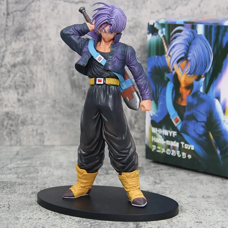 Dragon Ball Z Future Trunks Standing Figure, 20cm PVC Collectible, Detailed Sword Sheath, Jacket, Round Base, Dragon Ball Fan Gift