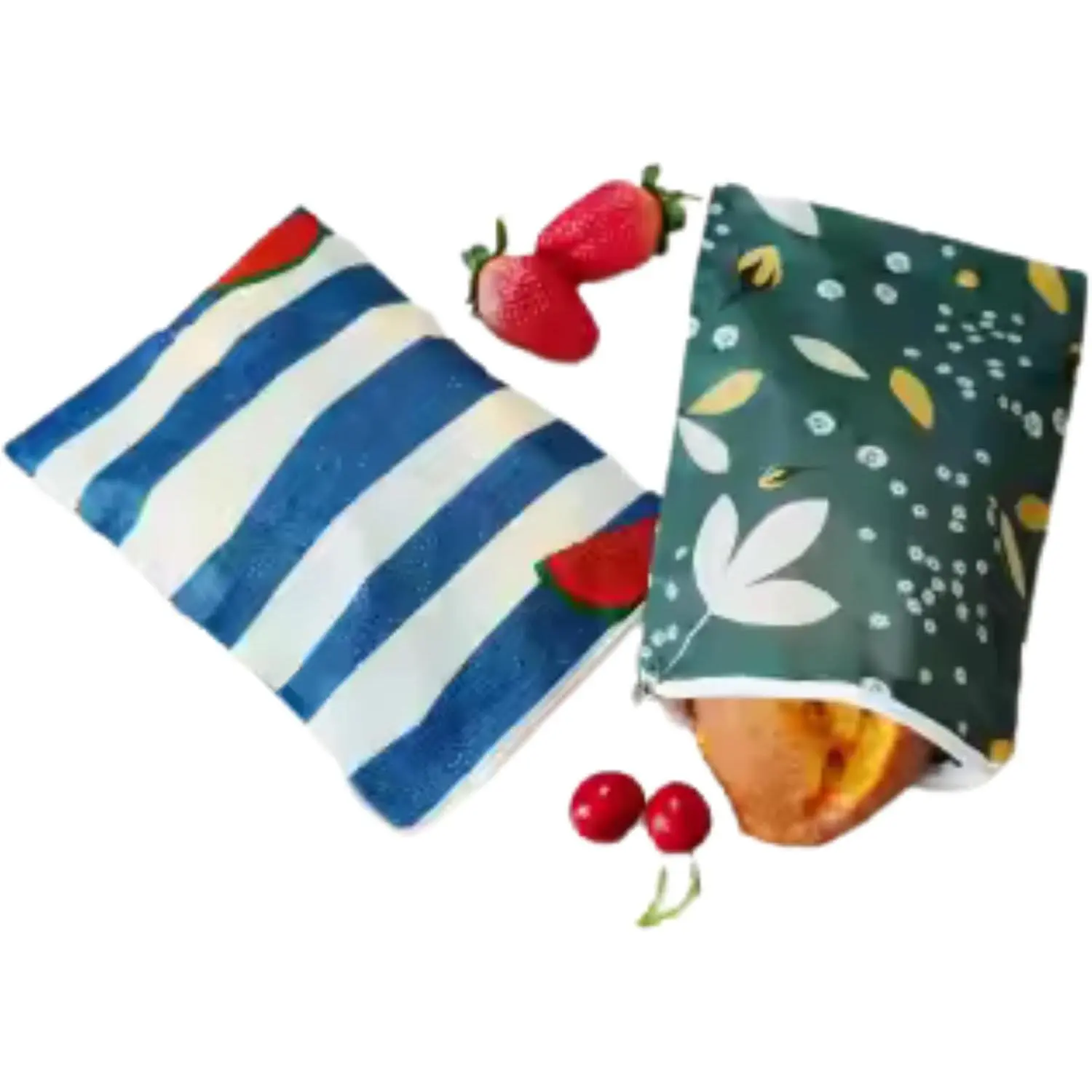 2 Packs Beeswax Bread Bags - Kitchen Airtight Portable Wraps for Homemade Sourdough Loaves, Cheese, Fruits; Washable Sustainable Alternative to Disposable Plastic Containers