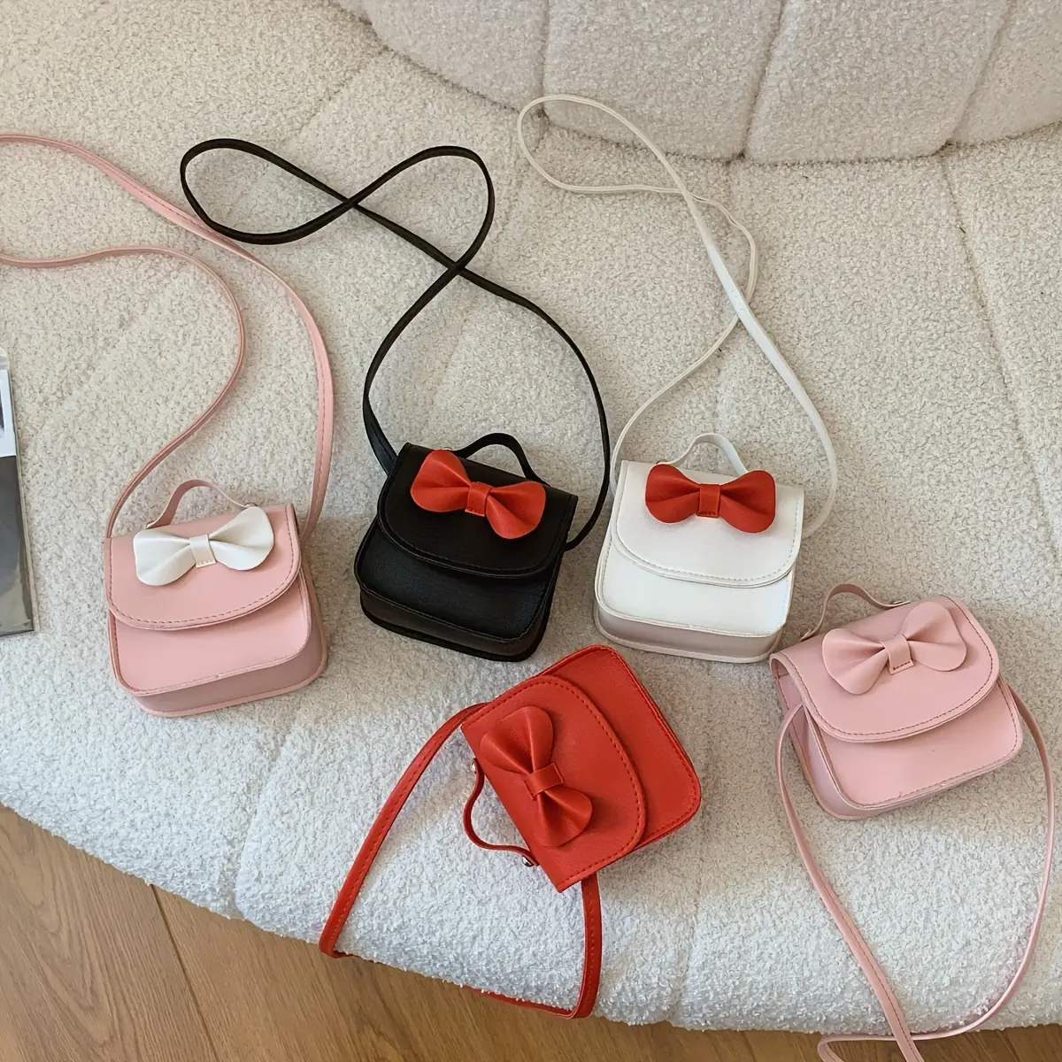 [Girls' Bow Fashion Bag] Girls' Bow Fashion Bag |   Single Shoulder Small Square Crossbody