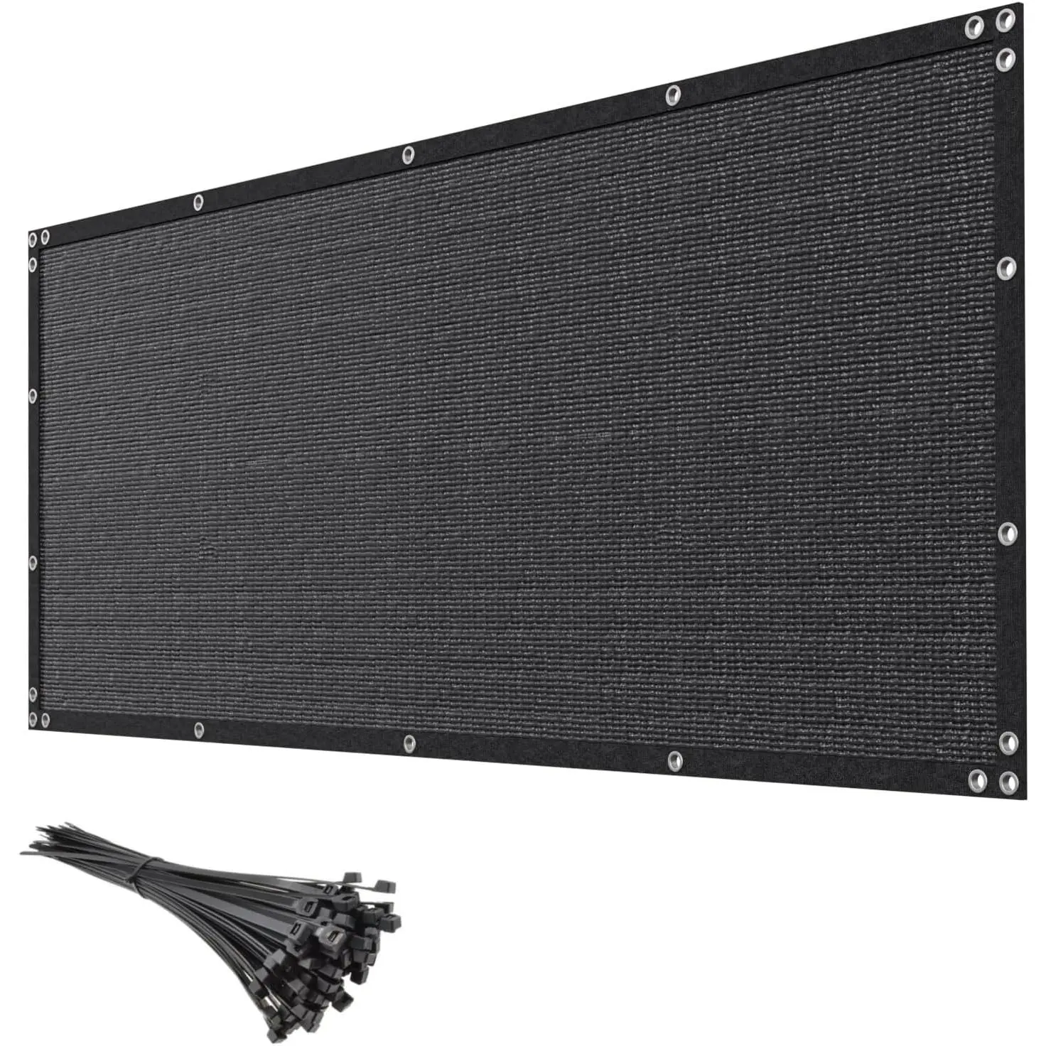 6x50 ft Heavy-Duty Black HDPE Fabric Shade Net Screen Cover, Easy-Install High Privacy Mesh with Grommeted Corners, Includes Zip Ties for Outdoor Garden, Backyard LSYY