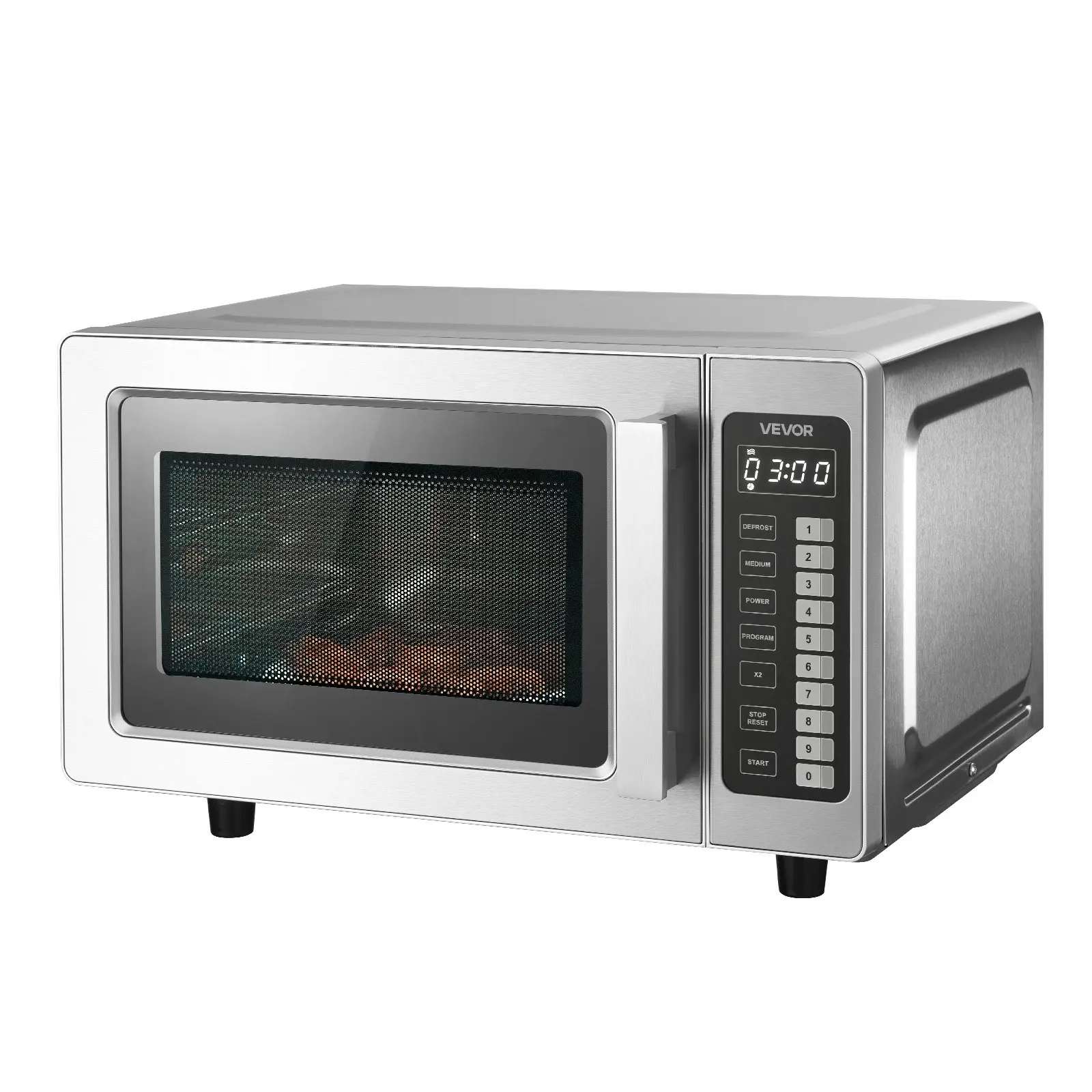 【Summerfinds】VEVOR Countertop Microwave Oven, 0.9 Cu Ft, 1000W Digital Stainless Steel Microwave Oven with Touchscreen, 10 Cooking Presets, 5 Power Levels, Multi-Lock Door Easy Clean Interior for Commercial Use