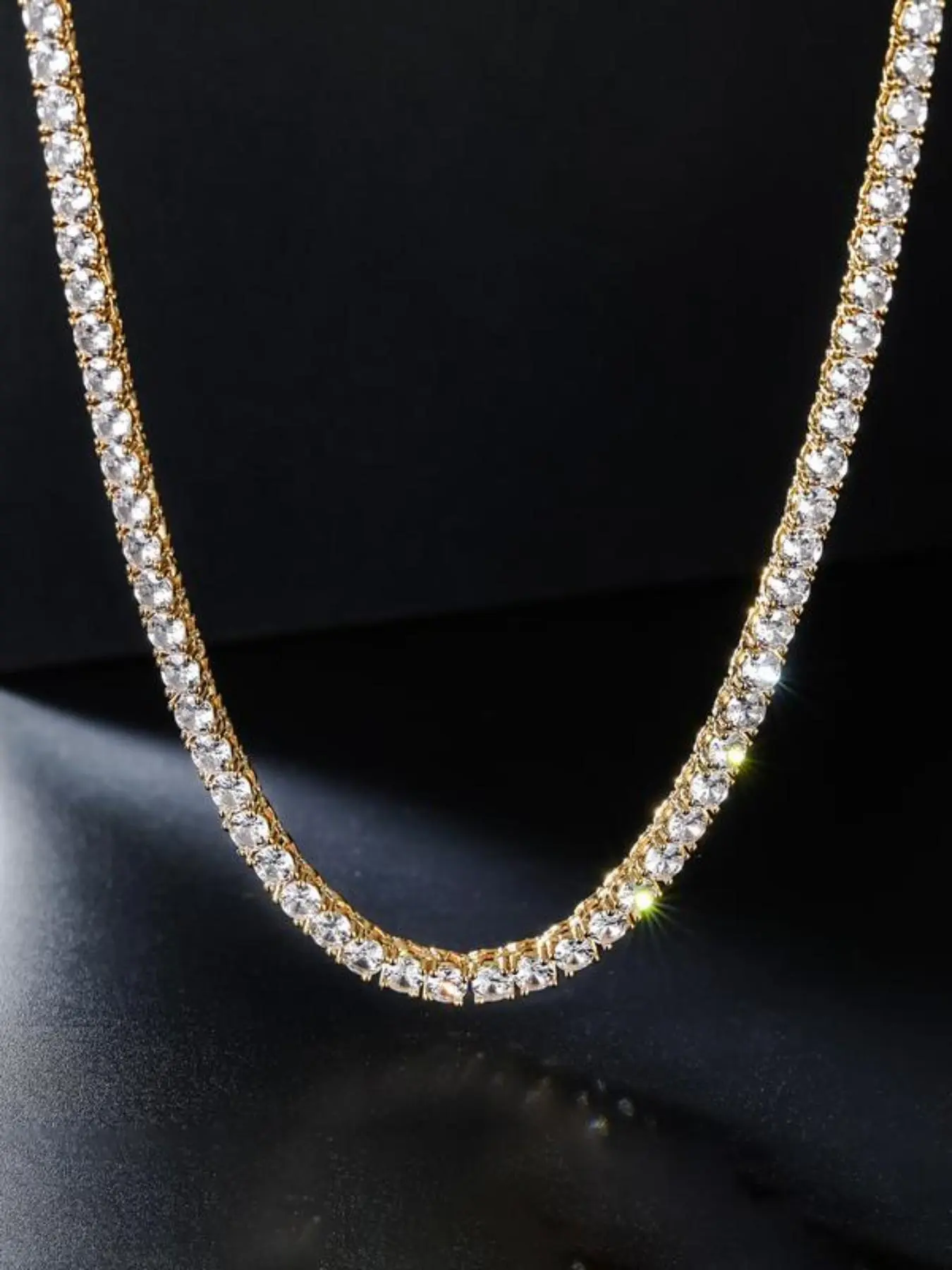 Men's Hip-Hop Style Diamond Pendant Necklace, Costume Jewelry Necklace, Square Artificial Diamond Design, Luxury Unisex Jewelry, Perfect Father's Day Gift, Tennis Chain, Bling Necklace
