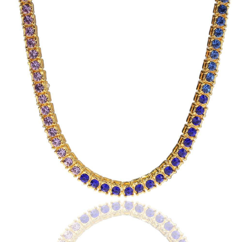 [ICE HUE]18K Gold Vacuum Plated Copper with 5A+ Sri Lanka Zircon Colored Diamond Necklace Miami Italy Mexico & Micro Inspired for Women & Men Luxury Jewelry,Daily Wear,Casual Fashion,Gift Idea,,Classic,Hip Hop,Simple,Sporty Style