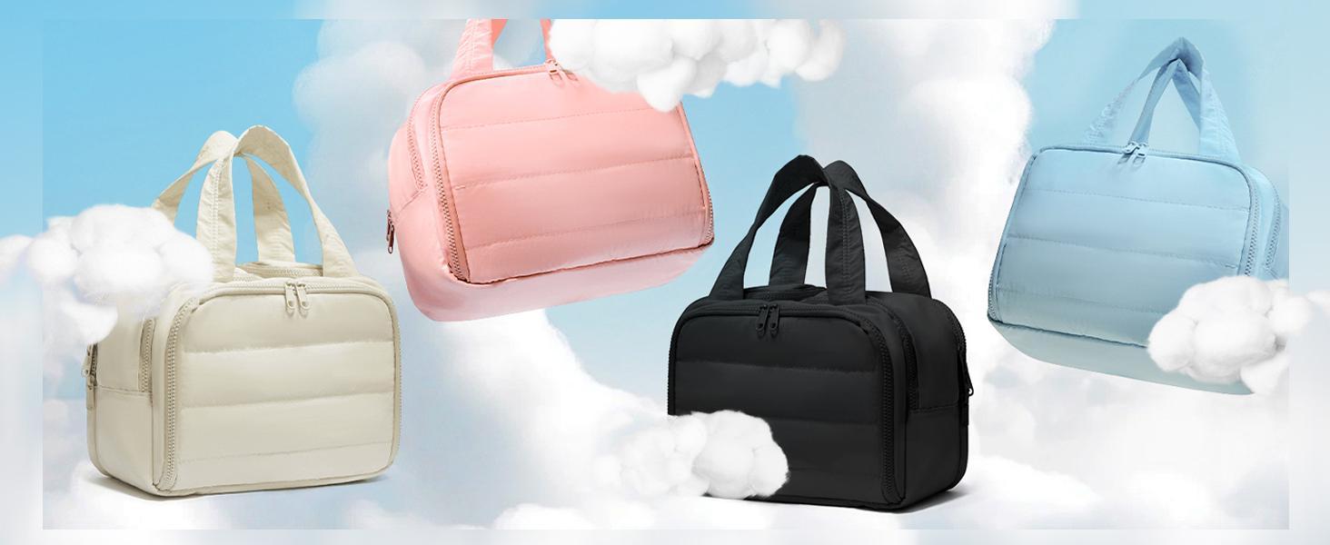 SUNDAY MIRTH Puffer Travel Toiletry Bag – Large Capacity 11.8"L Makeup Organizer, 4 Compartments, Waterproof Wet/Dry Separation, Ultra-Light Taslan Fabric – Ideal for Business Trips, Gym, Family Vacation, Camping