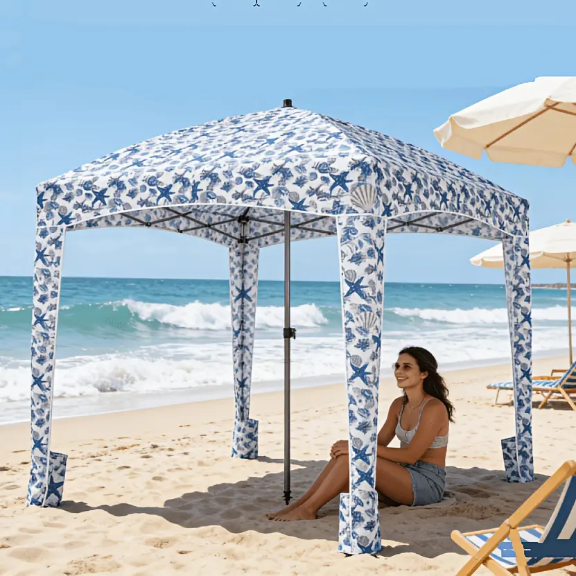 6x6 FT Pop Up Beach Cabana, UV50+ Waterproof Sun Shelter Tent With Durable Aluminum Frame, Quick Setup Portable Canopy For Family Outdoor Adventures, Park Picnics, And Lakeside Lounging