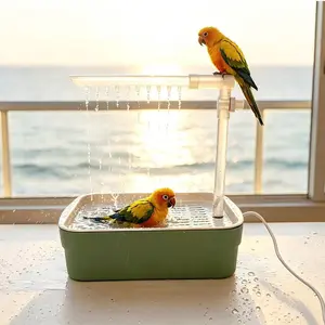 Automatic Parakeet Bird Bath with Pump,Adjustable Water Flow & Parrot Shower,USB Powered Bird Fountain Bathtub for Cage,Quiet Circulating Water System for Budgie,Lovebird (S)