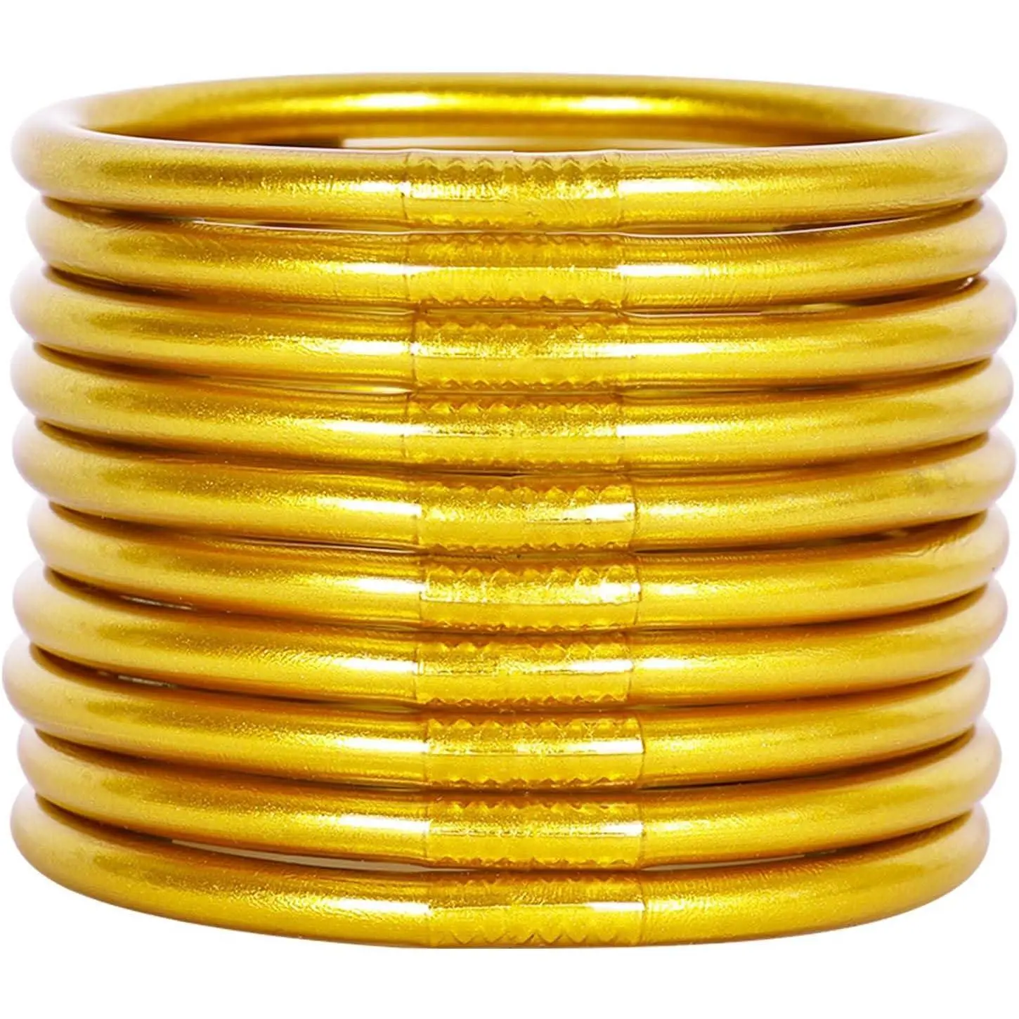 Glitter Jelly Bangle Bracelet Set - Gold Powder Lining Fashion Jewelry - Lightweight Cute Bracelets for Women