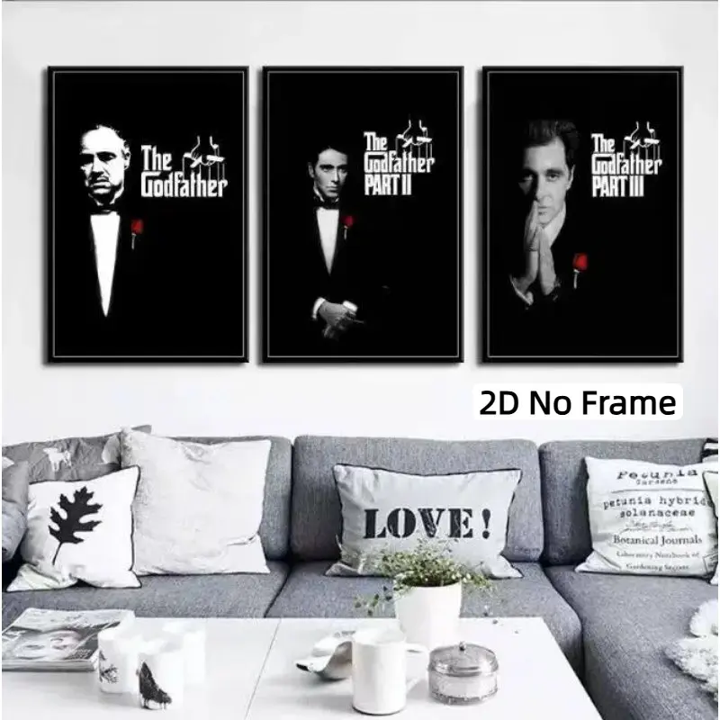 3pcs the Godfather Trilogy Wall Art, Classic Gangster Movie Poster, Vintage Decor for Boys' Bedroom, Retro Atmosphere Painting