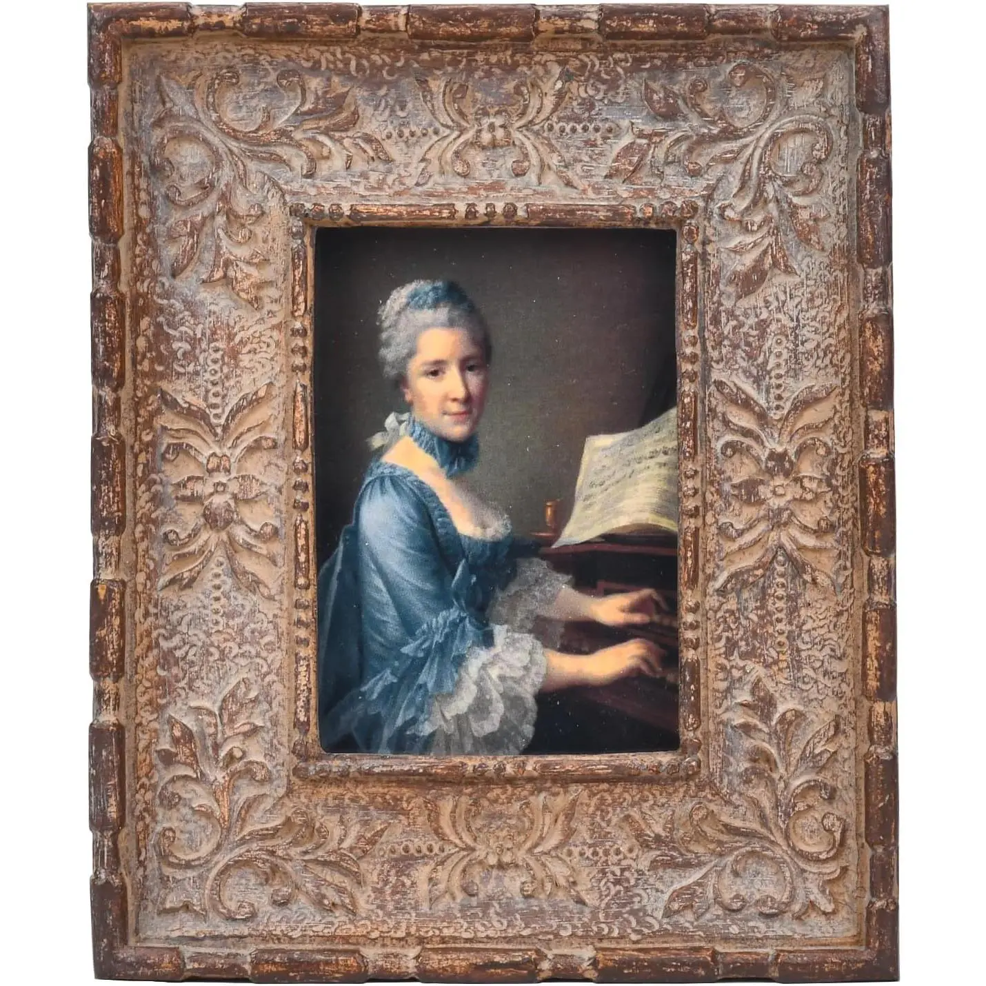 2x3 Small  Picture Frame, Brown Antique Ornate Photo Frame | Real Glass Front Tabletop Easel Stand & Wall  Frame, Mini Retro Baroque Decor for Gallery Display