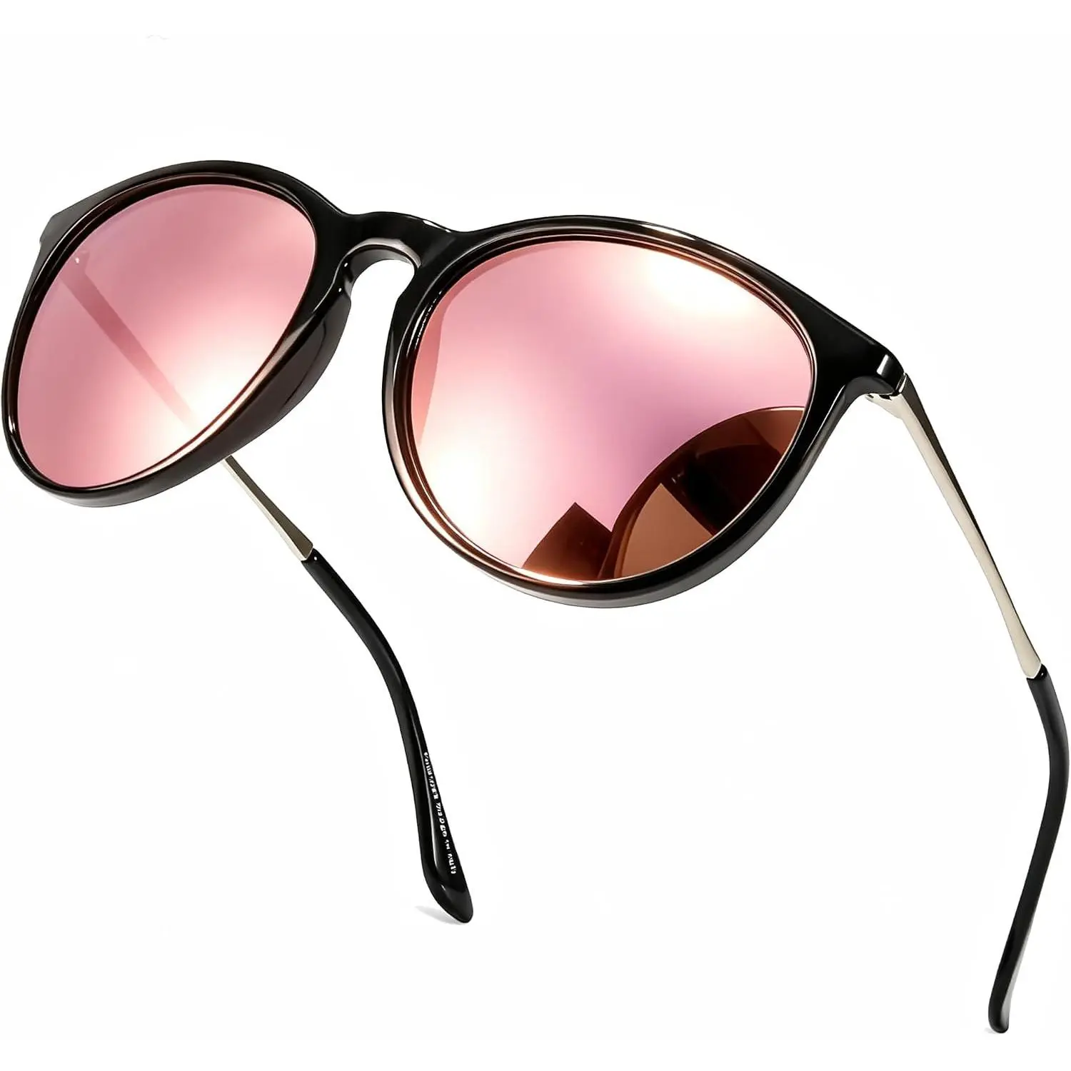 Mirrored Sunglasses for Women - Polarized Lens Sun Glasses | Trendy Round,Designer Style,chic Frame,Lightweight & Comfortable,Daily Wear,Outdoors