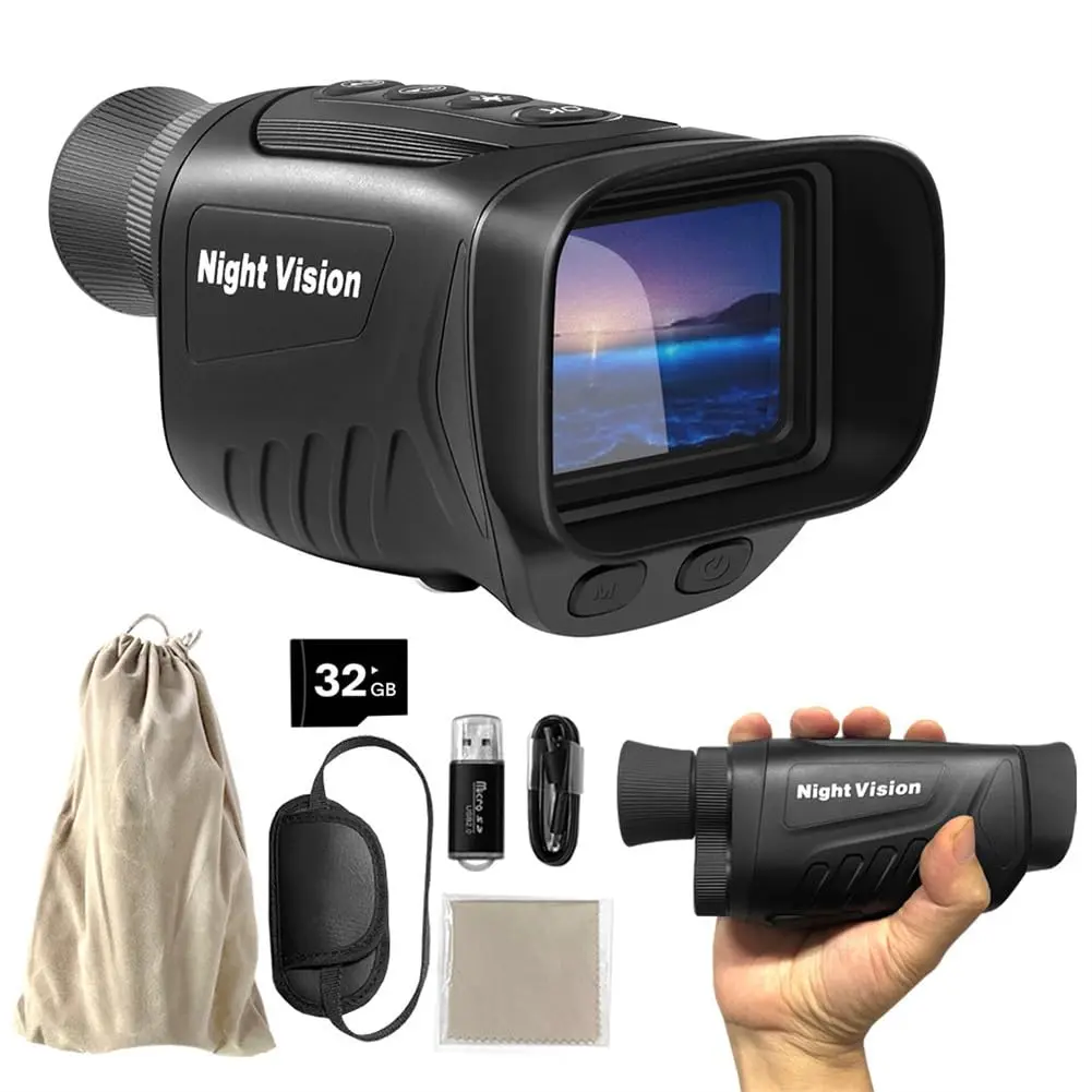 GARVEE Night Vision Monocular, 2.5K Night Vision Binoculars for Adult, 2'' Hd Screen, 8X Digital Zoom, Includes 32GB Tf Card to Save Photos and Videos, Ideal for Camping, Hunting & Security
