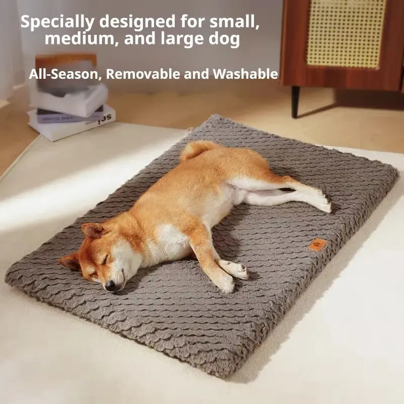 Thick Multi-Use Pet Pad, Fashionable Wave Dog Mat, Removable Washable Plush Pet Bed, Puppy Bed, Suitable for All Sizes Dogs Cats, All Seasons Use