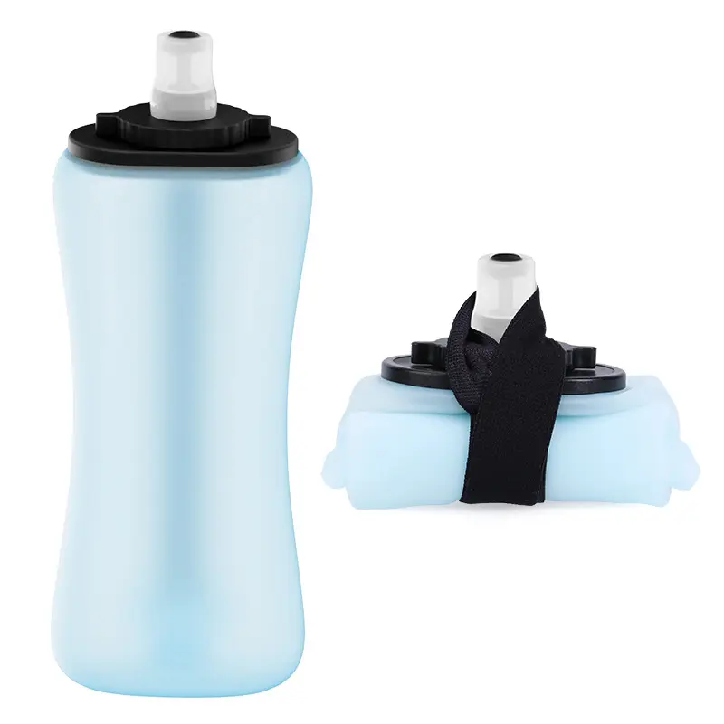 Handheld Collapsible Adjustable Leakproof Portable Running Water Bottle - Lightweight Soft Flask for Marathon, Trail Running, Ice Cubes, Runners