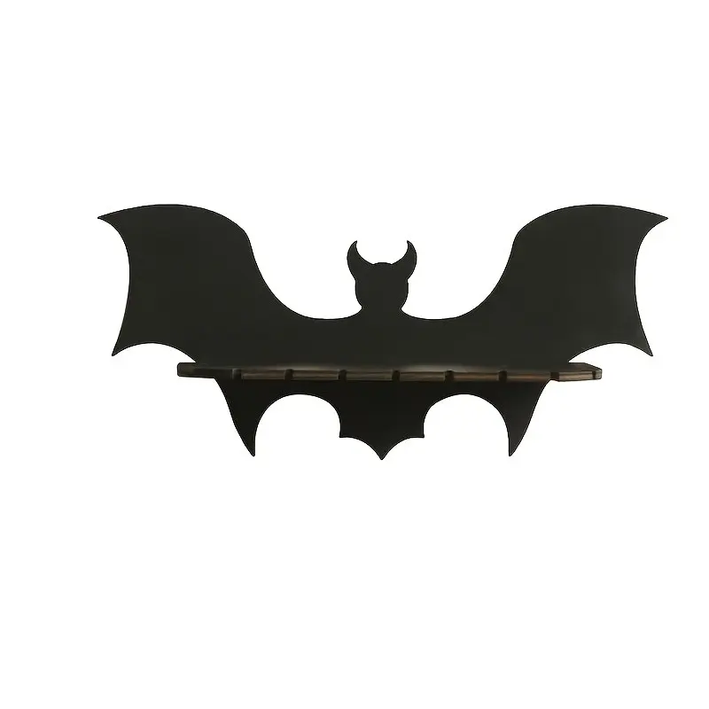 Creative Bat Wall-Mounted Shelf, Gothic Style Wall Rack, Halloween Wooden Display Stand, Crystal Diffuser Organizer, Witchy Home Decor