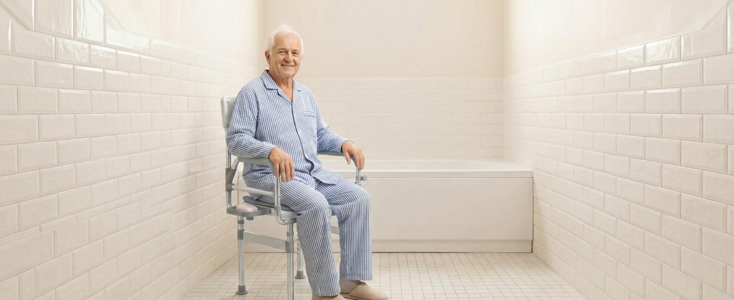 Folding Shower Chair for Inside Shower, Tub and 440lb Weight Capacity - Foldable Shower Chair for Elderly and Disabled - Shower Seat with Arms, Back, Cushion and Shelf