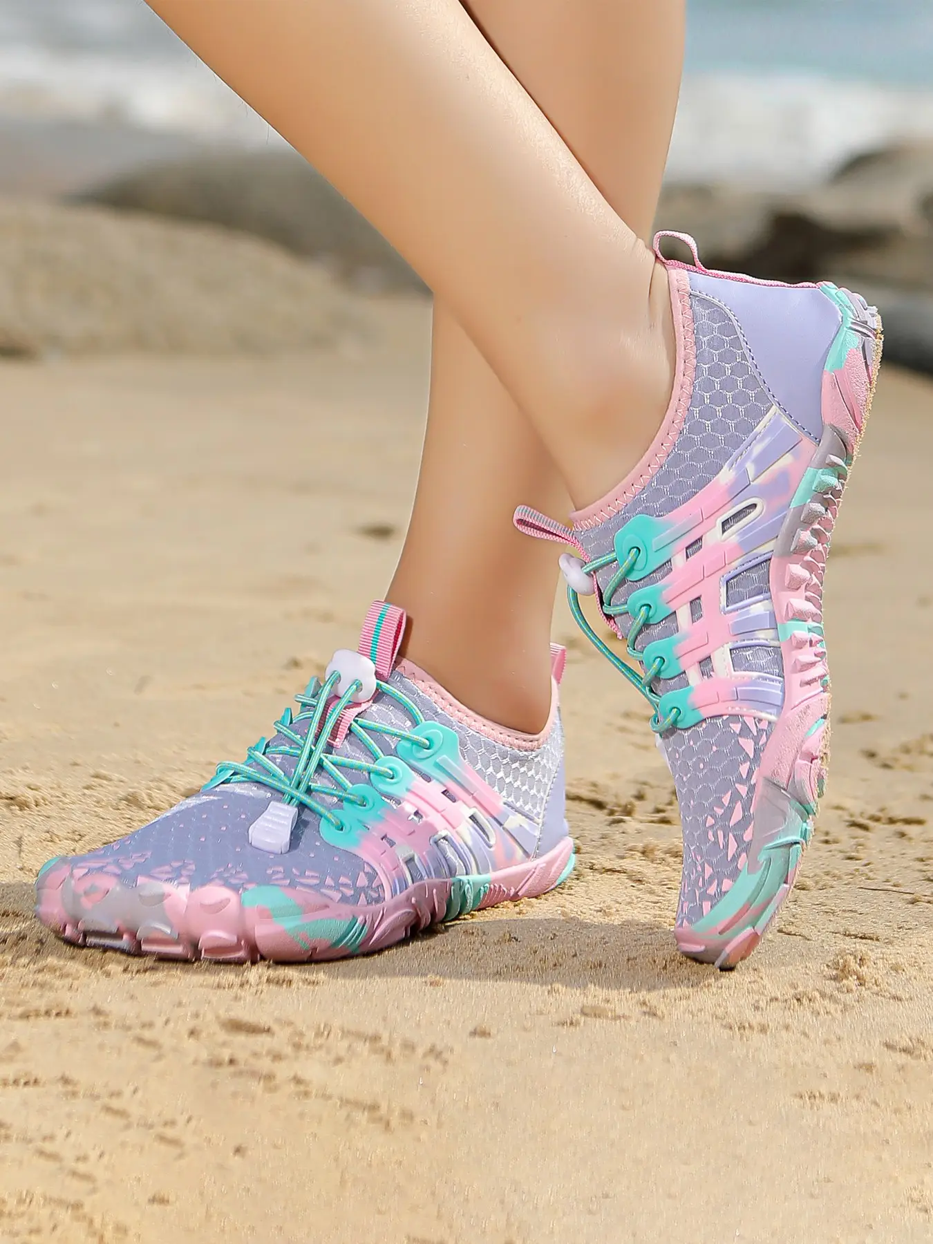 Women's Camouflage Water Shoes, Lightweight Non-Slip Aqua Socks, Ideal for Beach, Swimming, Surfing, Yoga, Outdoor Activities