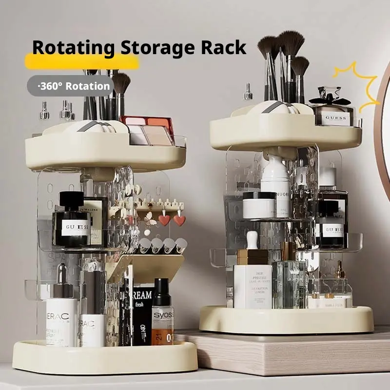 Lese multifunctional rotating cosmetic storage rack, high-end luxury dressing table, perfume and skincare storage box organizer