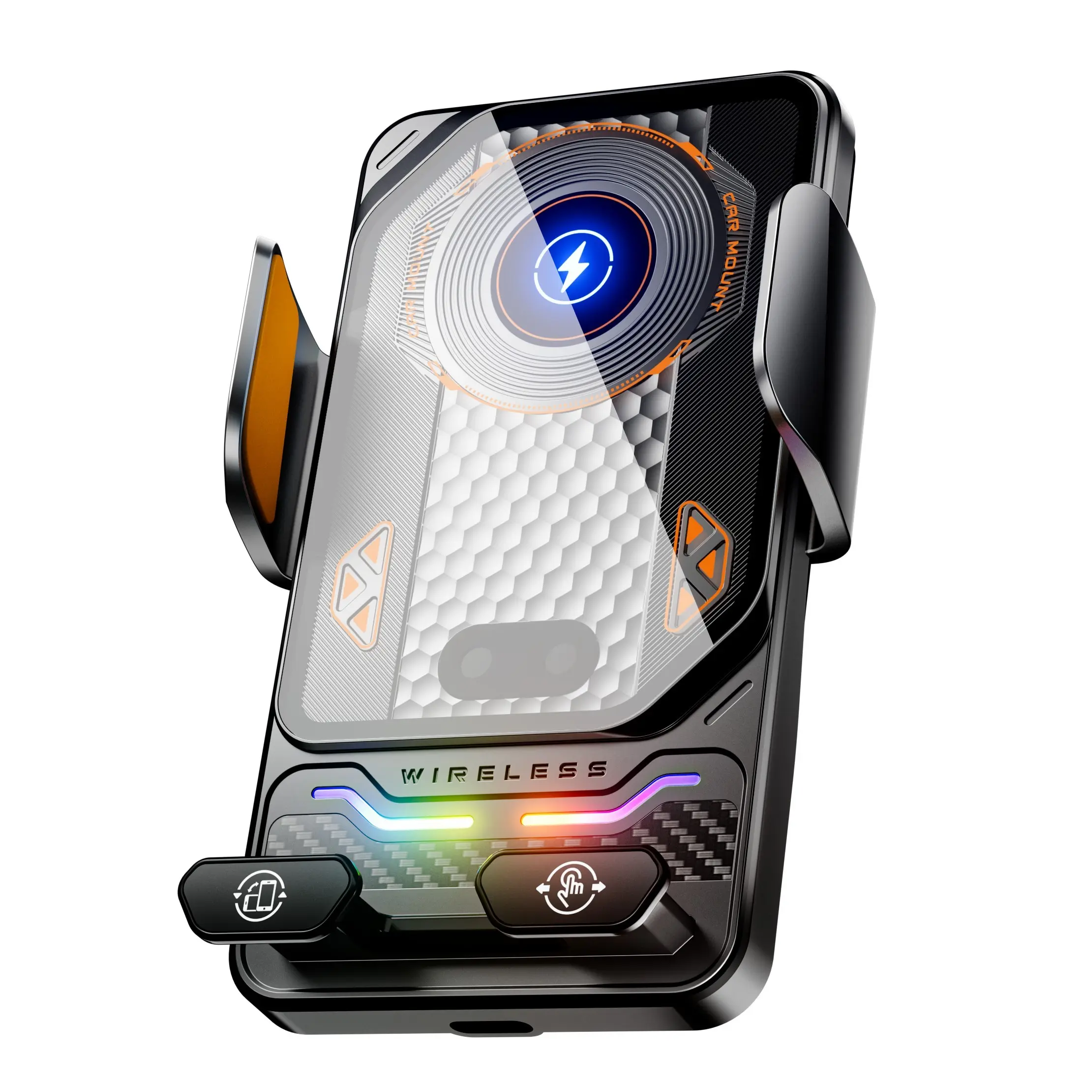 Car Wireless Charger, Smart Fast Charging, Anti-Shake, RGB Light, Car Air Vents Phone Holder, Intelligent Induction, Quick Charge, Wireless Car Charger Mount