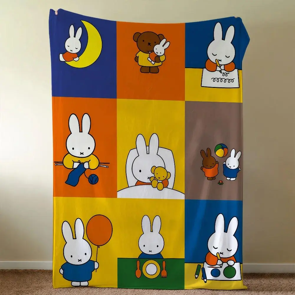 Cartoon Miffy Soft Flannel Throw Blanket Cozy Plush for Sofa Couch Home Decor Gift