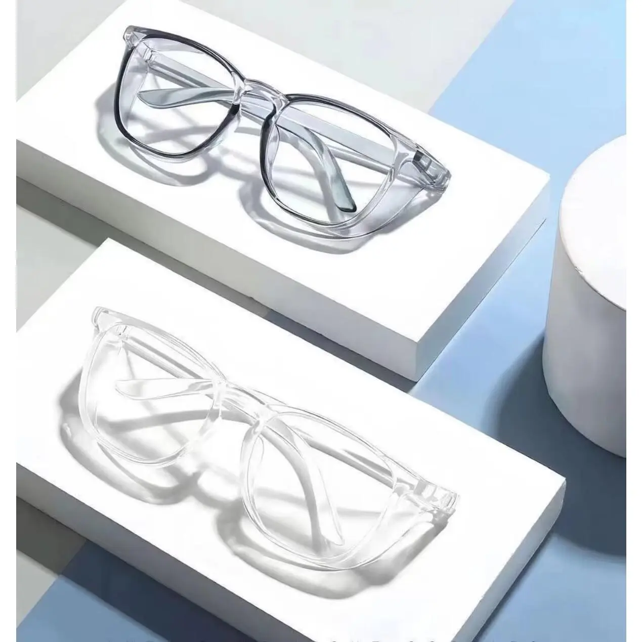 3-Pack Candy Color Clear Safety Glasses - Stylish Round Goggles for Lab Work, Outdoor Pollen Protection