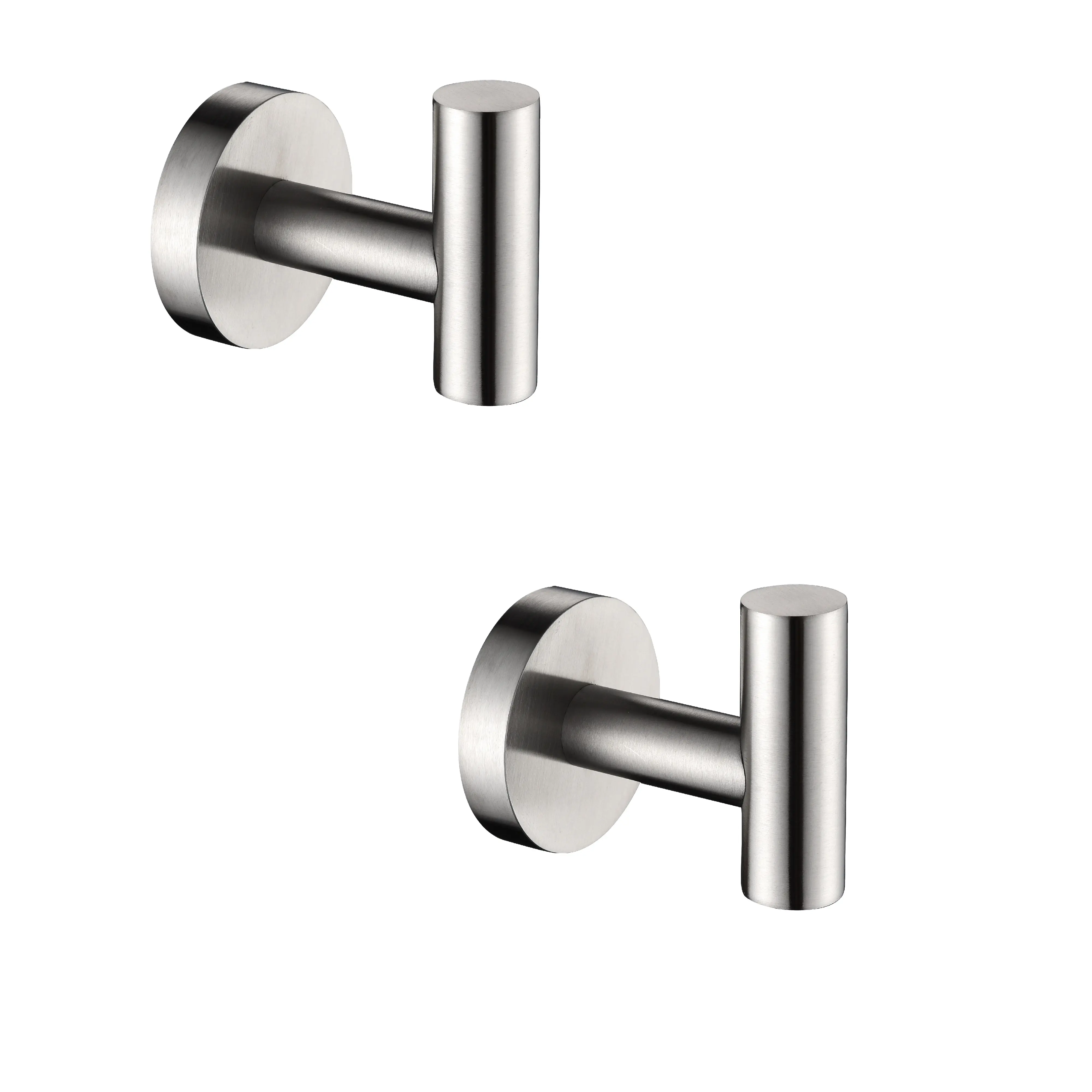 Nokaa 2-Pack Wall-Mounted Stainless Steel Towel Hooks - Brushed Nickel Coat Hooks for Bathroom, Bedroom, Kitchen - Rustproof Heavy Duty Robe Hanger with Hidden Screws