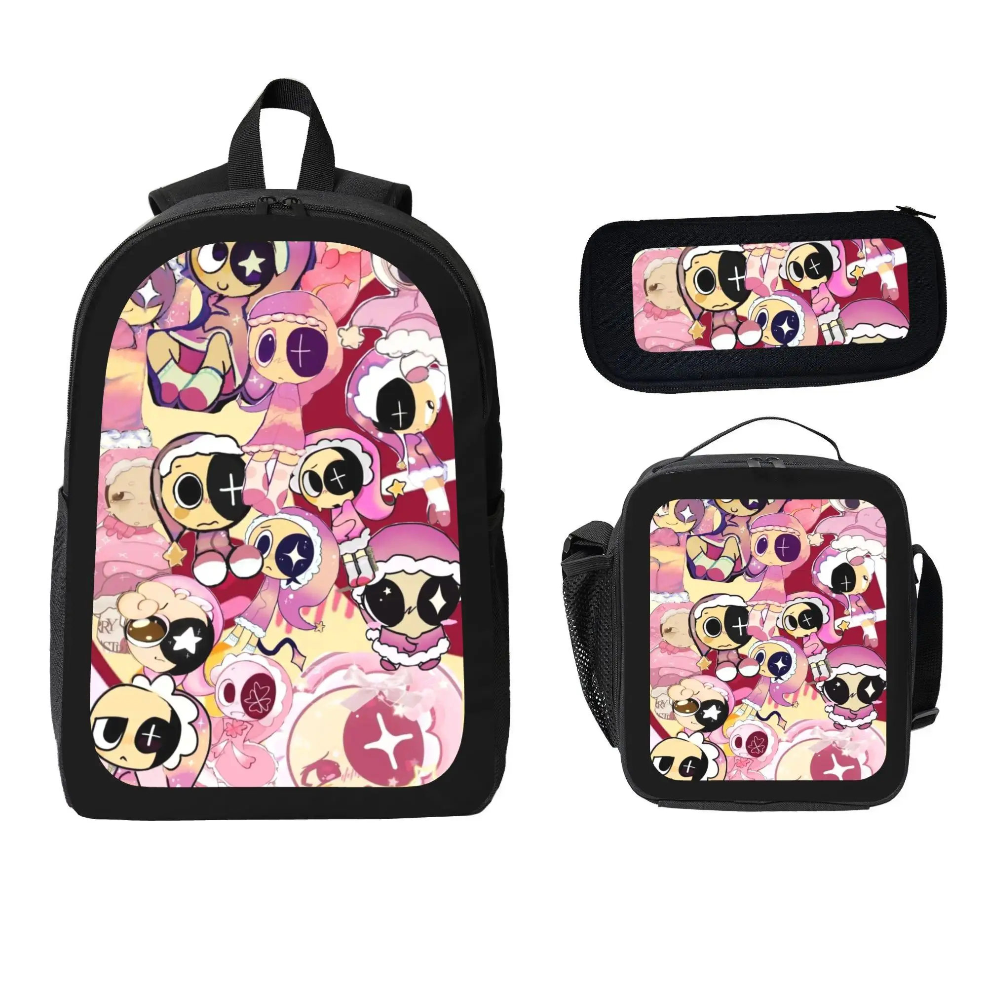 Dandy's World Merchandise 3-Piece Backpack Set for Boys - Bookbag with Insulated Lunch Container, Lightweight Travel Daypack and Pencil Case