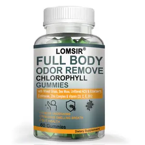 Body Deodorizing Supplement - Chlorophyll Gummies with Wheat Grass, Sea Moss, Zinc Complex & Vitamin D3, C, E, B12 and More for Body Odor, Fresh Breath & Gut Health, 60 Gummies