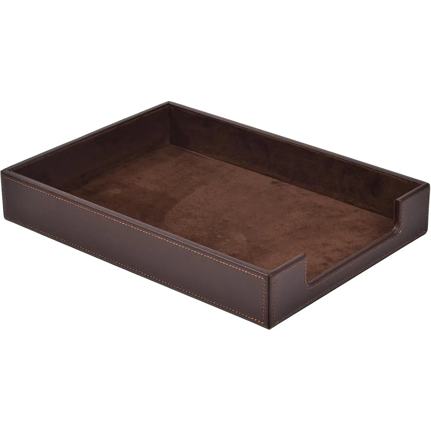 PU Leather Letter Tray - Load Documents Trays Front for Office Desktop Organizer - Desk Magazine, File, A4 Paper Holder - Paper Document File Holder Drak Brown (Drak Brown, A4-Tray)