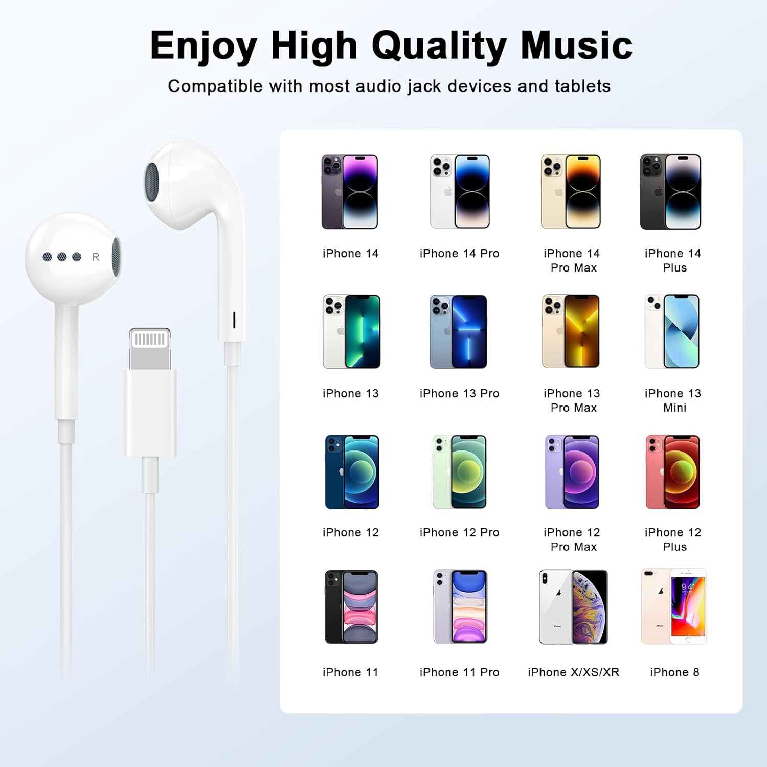 2 Pack Wired Headphones for iPhone Earbuds Built-in Microphone & Volume Control Nosie Reduction Headsets Compatible with iPhone 14/13/12/11/XR/XS/X/8/7/SE/Pro/Pro Max/Support All iOS System