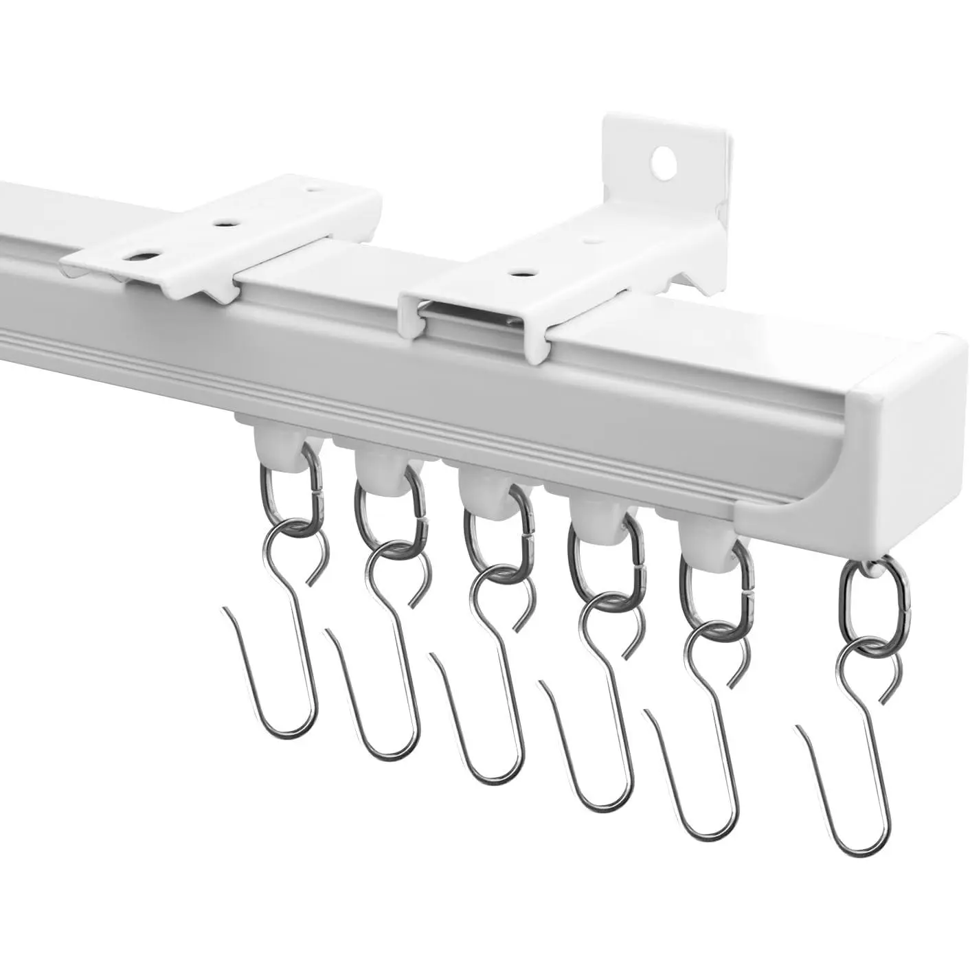 Ceiling Curtain Tracks,Curtain Track Wall Mount,Track Curtains Rod Ceilings Mount Heavy Duty Ceiling Tracks for Curtains Room Divider Rod with Hooks,White 3-9ft