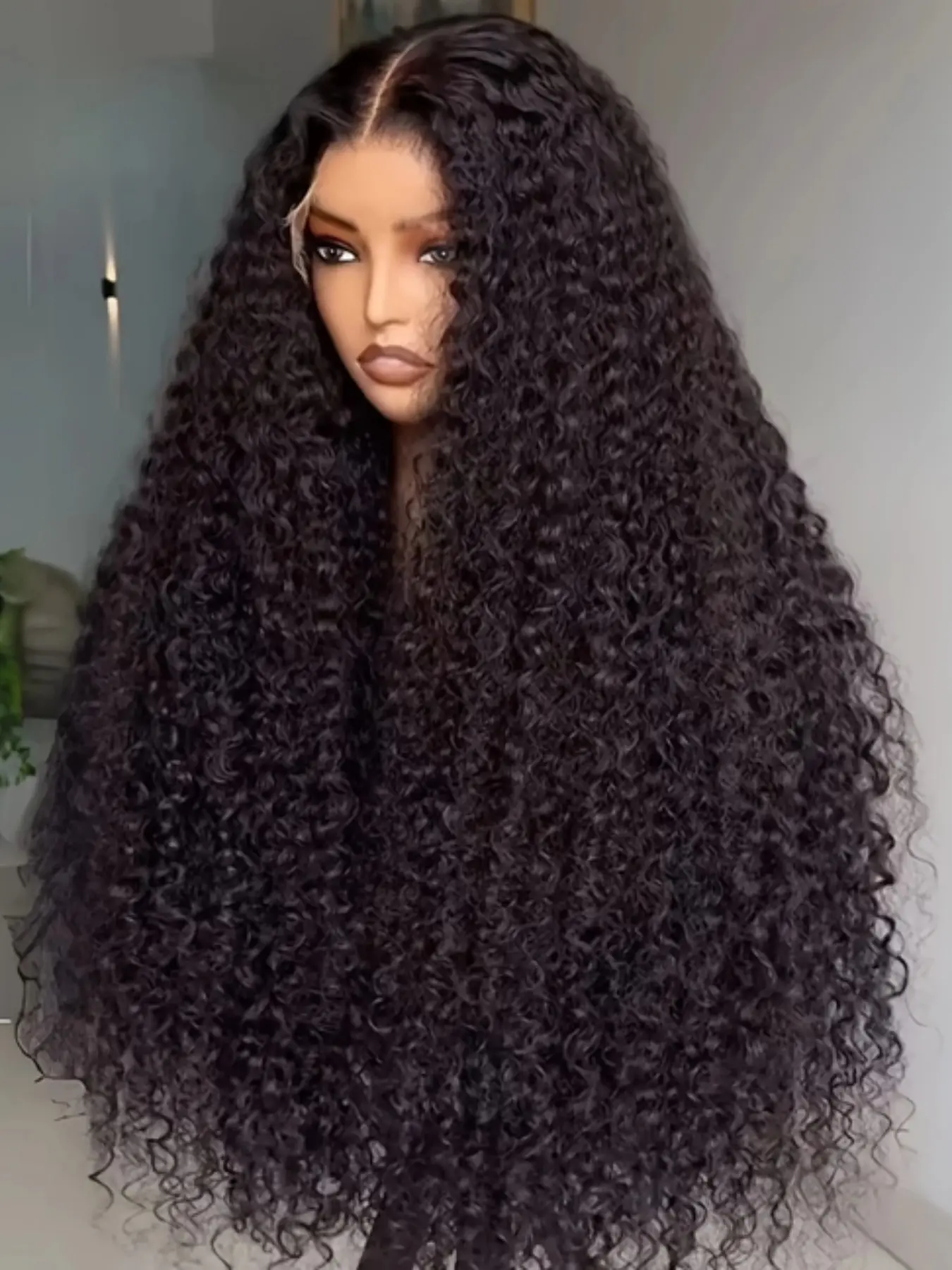 Soft Long 26-Inch 180 Density Kinky Curly Lace Front Wig, Glueless Pre-Plucked Heat Resistant Daily Wear Hairpiece, Pre Plucked Wigs